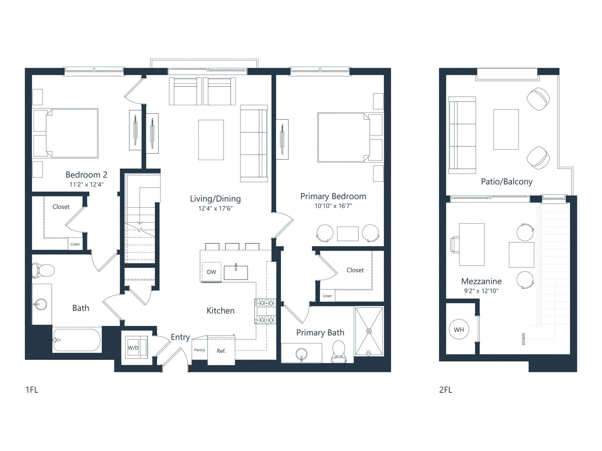 C2M4 Loft | 2 Bed | 2 Bath | Loft floor plan