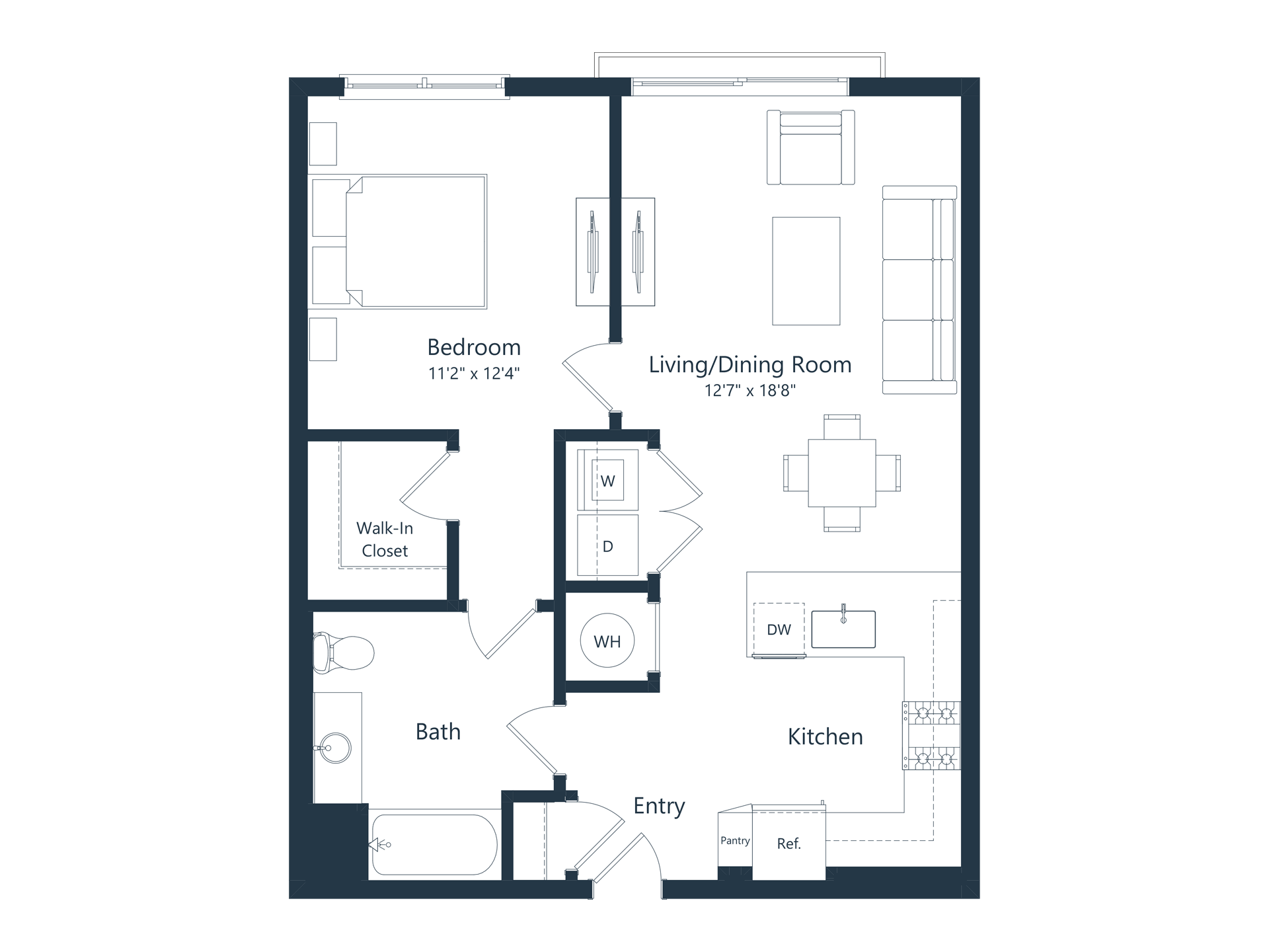 A1- A | 1 Bed | 1 Bath floor plan