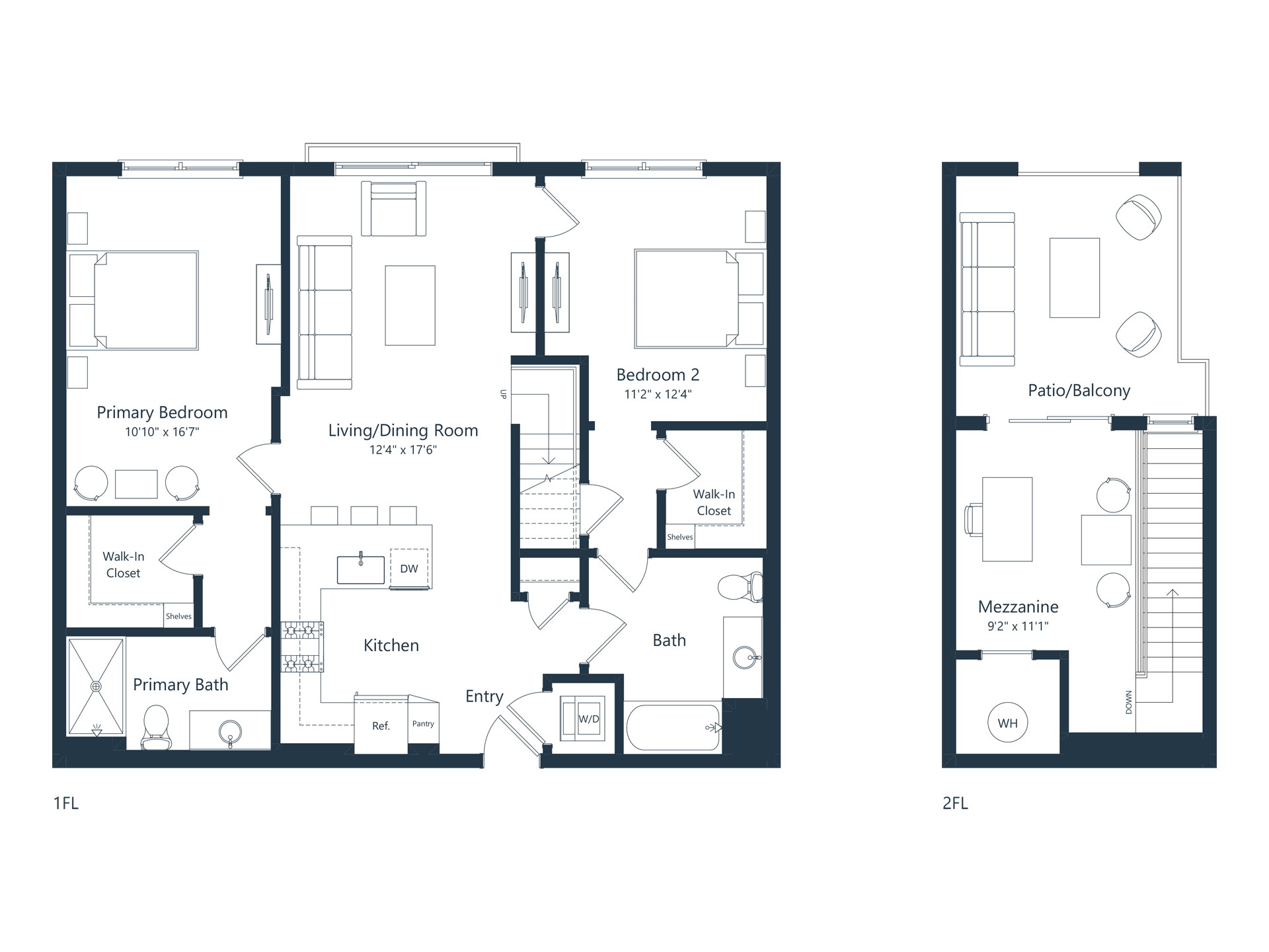 C2 Loft | 2 Bed | 2 Bath | Loft floor plan