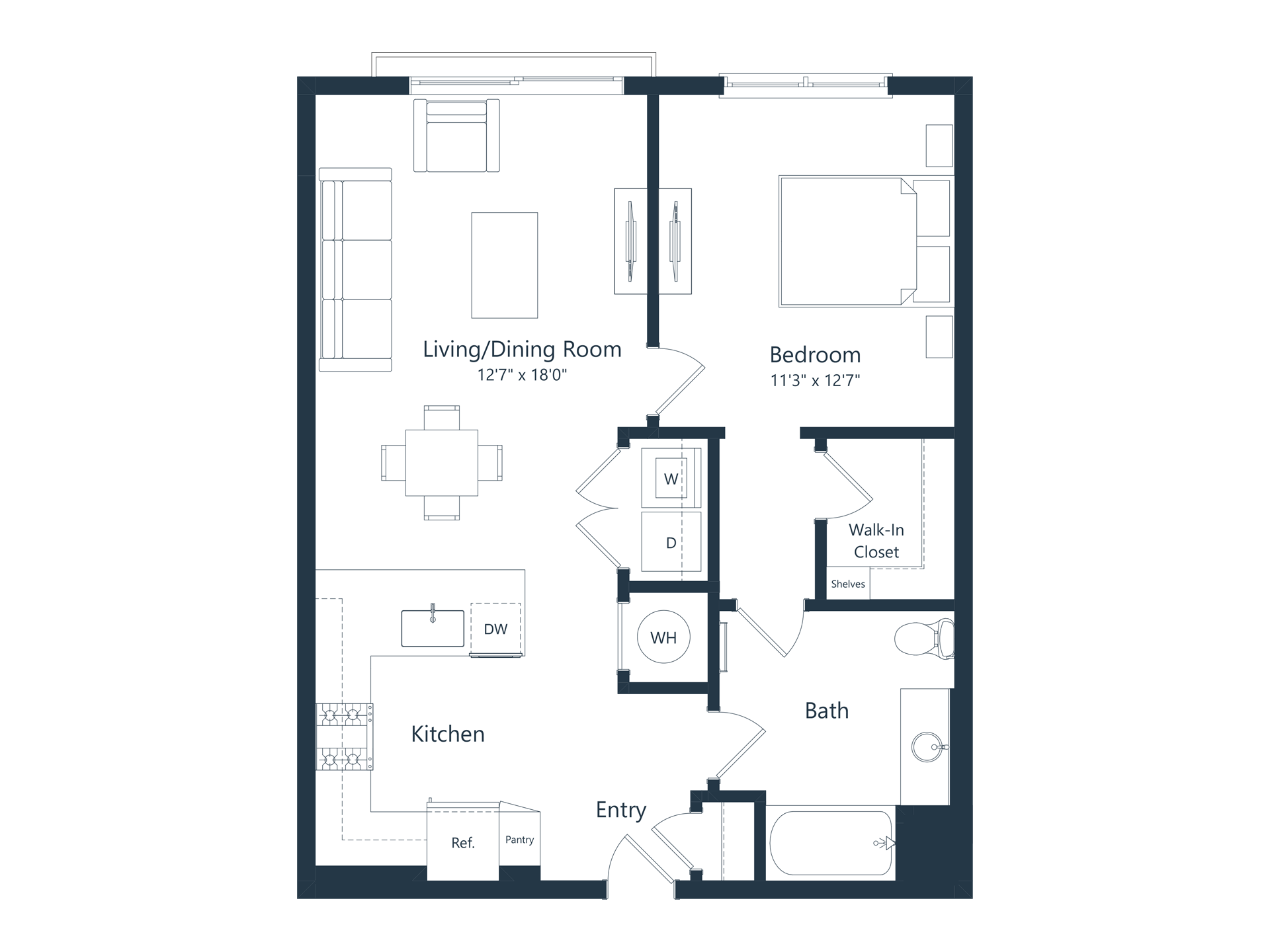 A3 | 1 Bed | 1 Bath floor plan