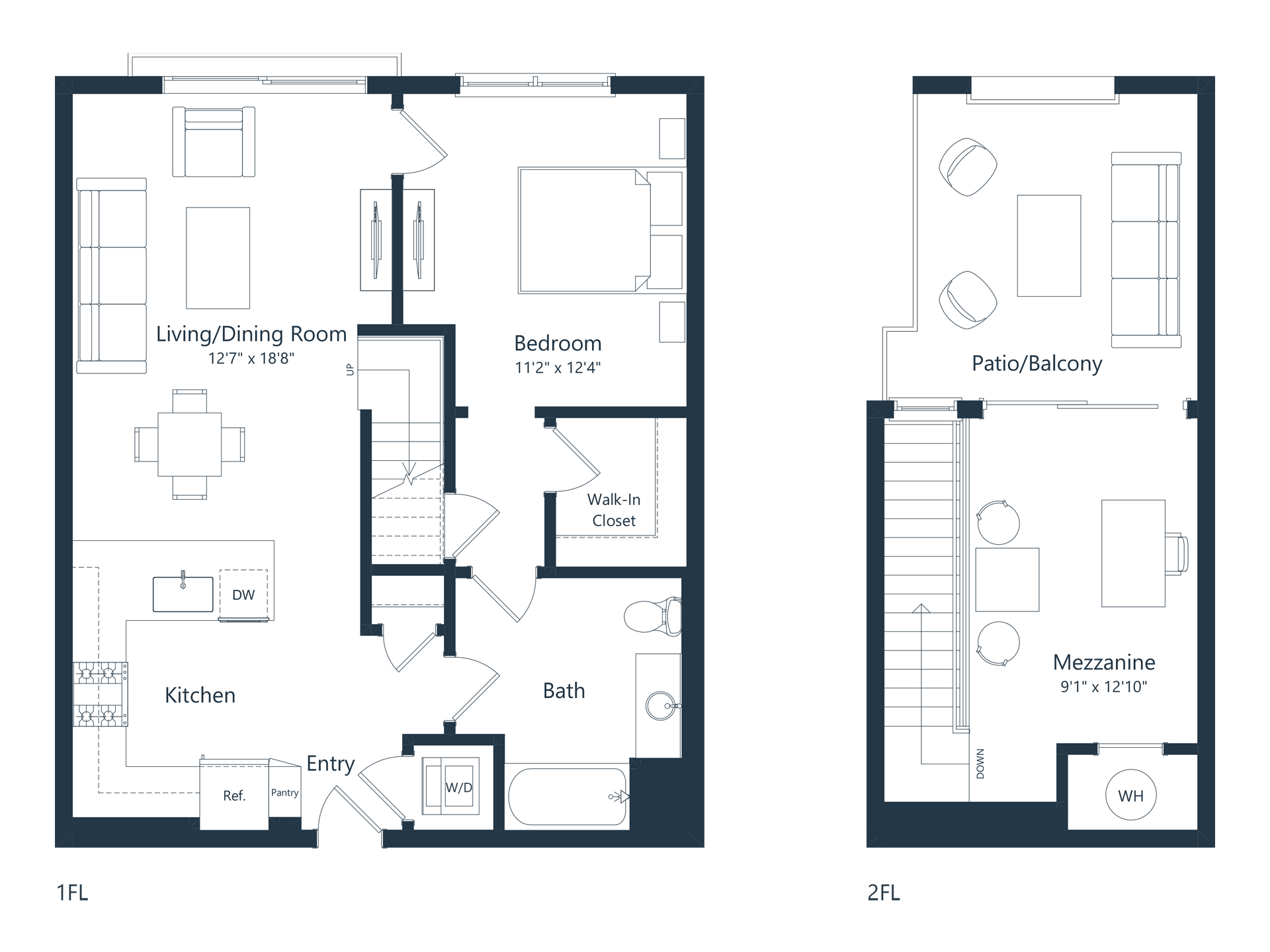 A1 Loft | 1 Bed | 1 Bath | Loft floor plan
