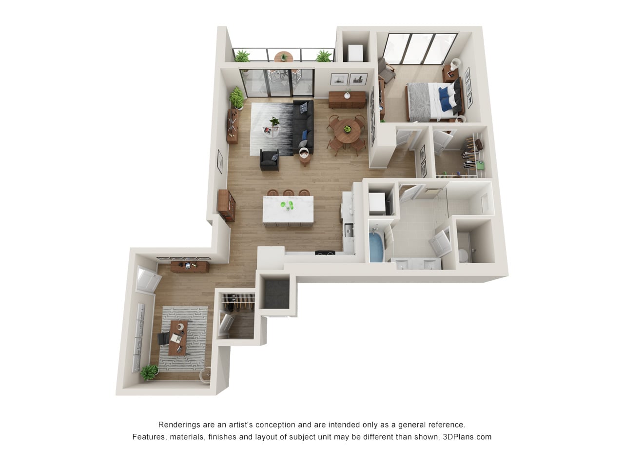 1 Bed/1 Bath-E floor plan