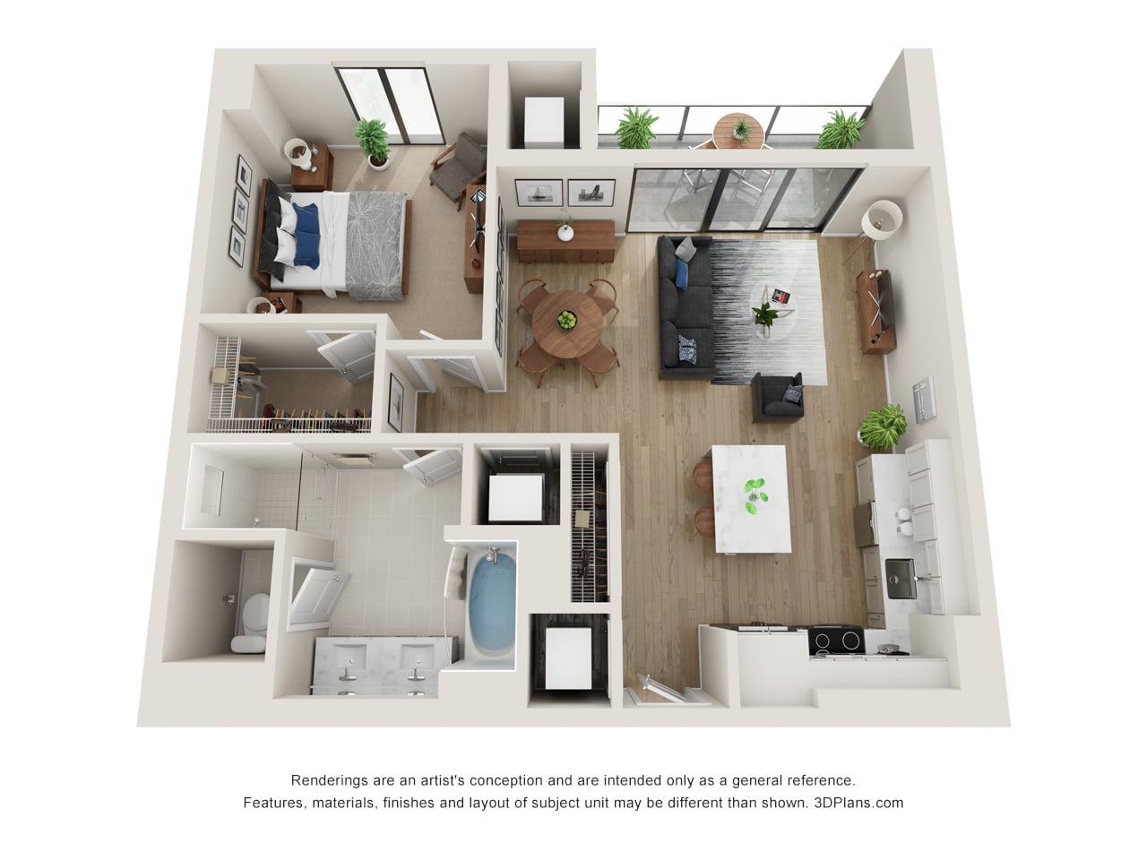 1 Bed/1 Bath-F floor plan
