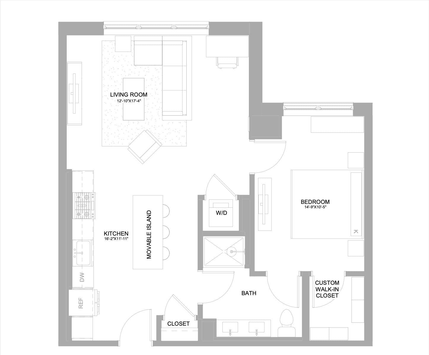 1 Bed/1 Bath-1.1E floor plan