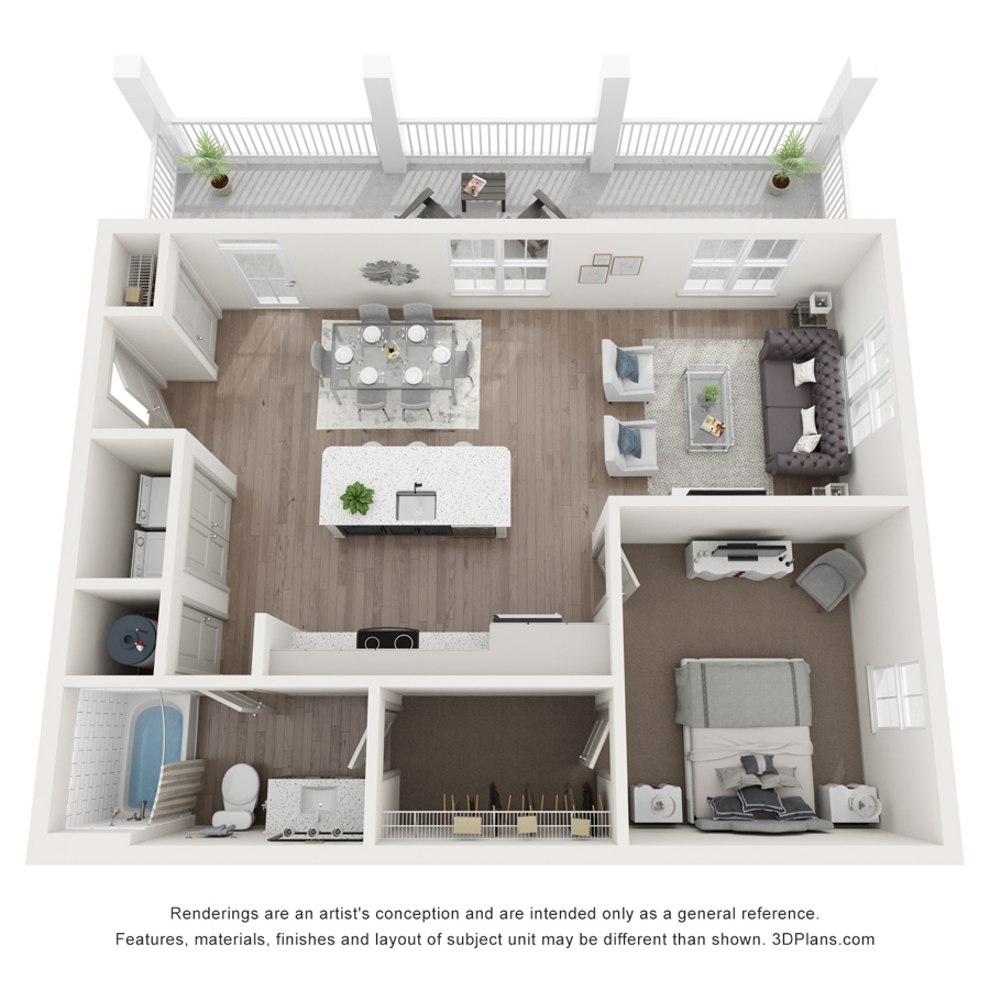 1 B floor plan