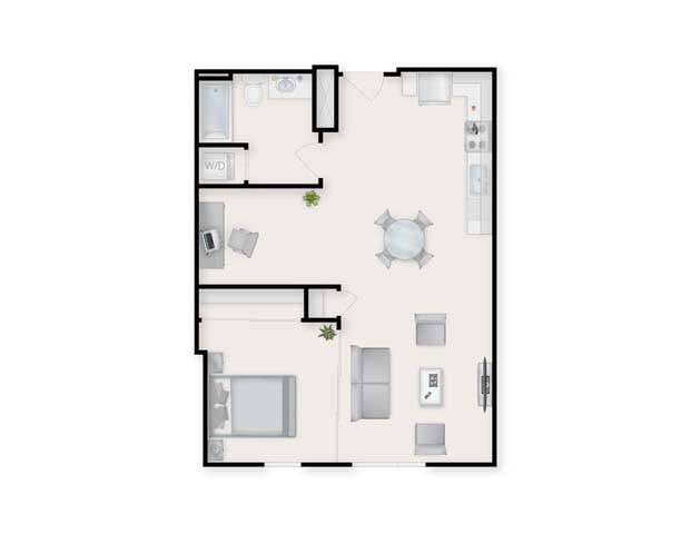 B1x1+Den floor plan