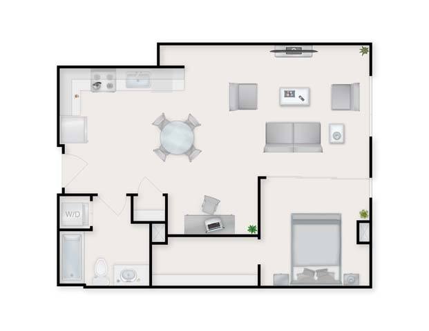E1x1+Den floor plan