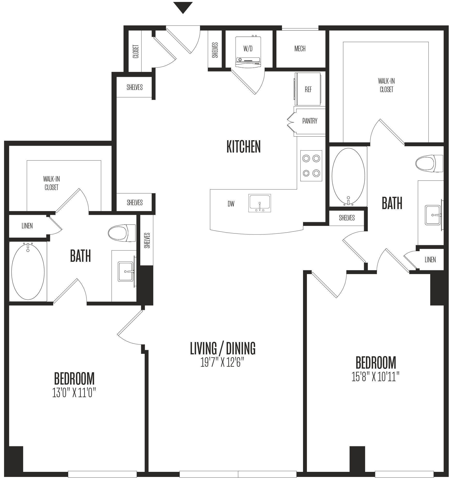 2 Bed/2 Bath-2B2 floor plan
