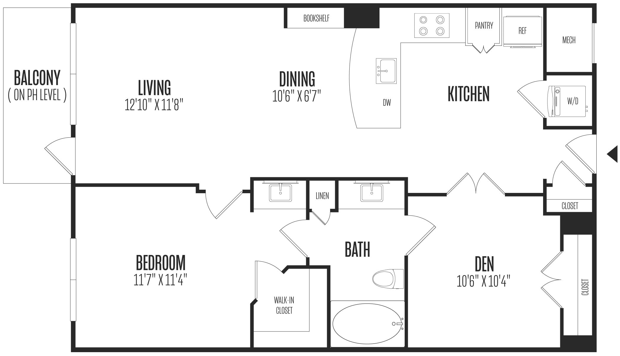 1 Bed/1 Bath Den-1BD floor plan