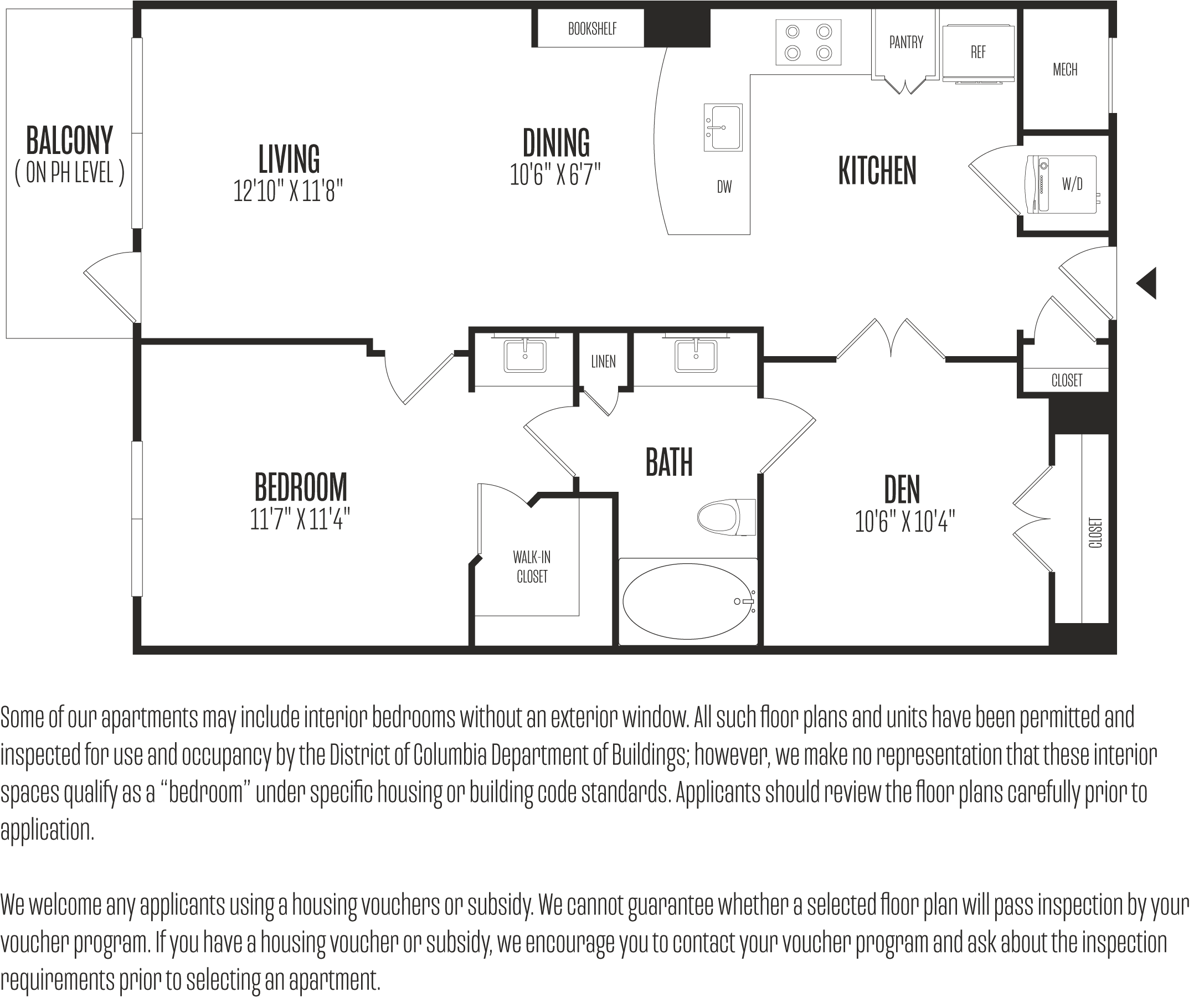 1 Bed/1 Bath Den-1BD floor plan