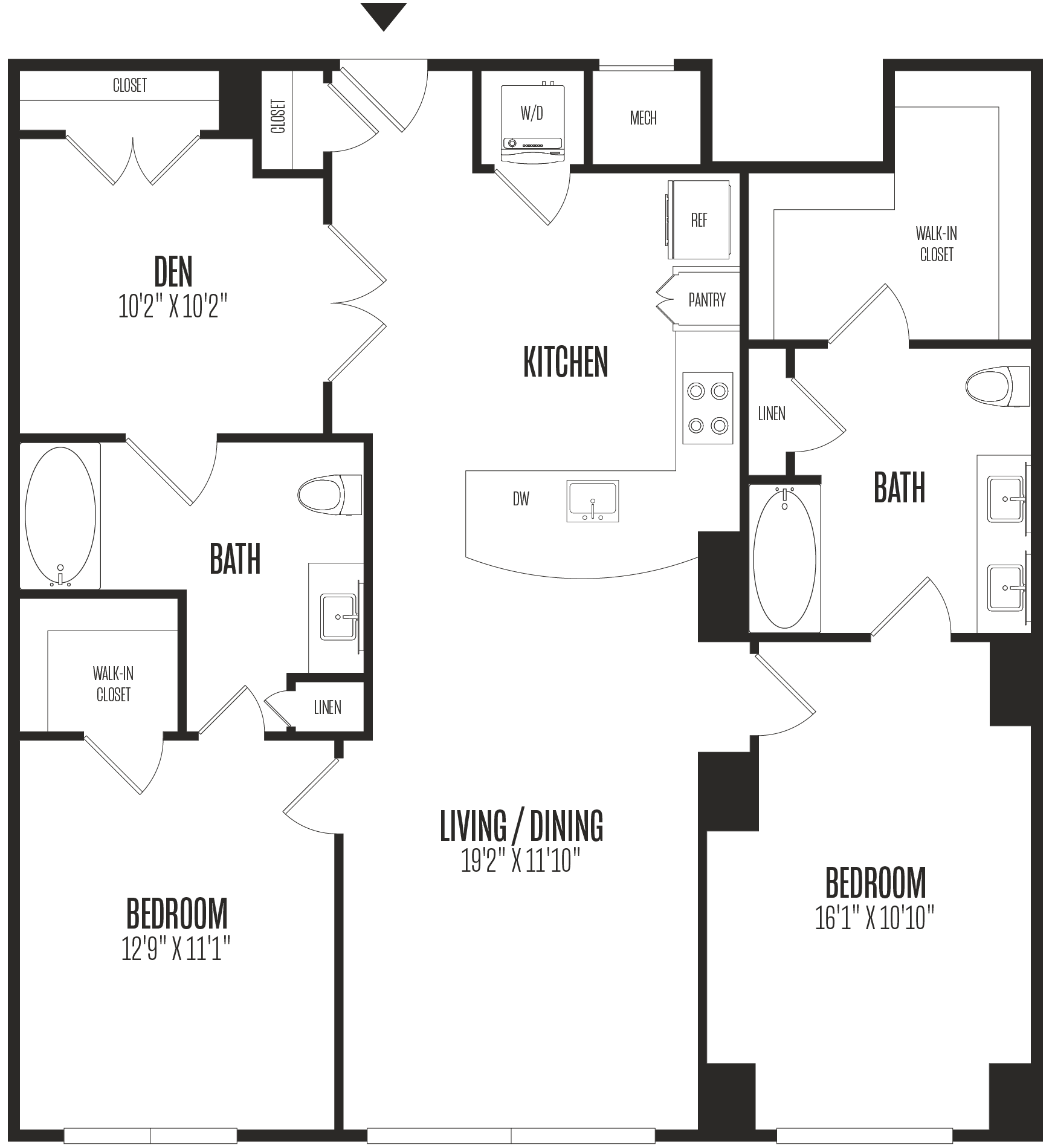 2 Bed/2 Bath Den-2BD floor plan