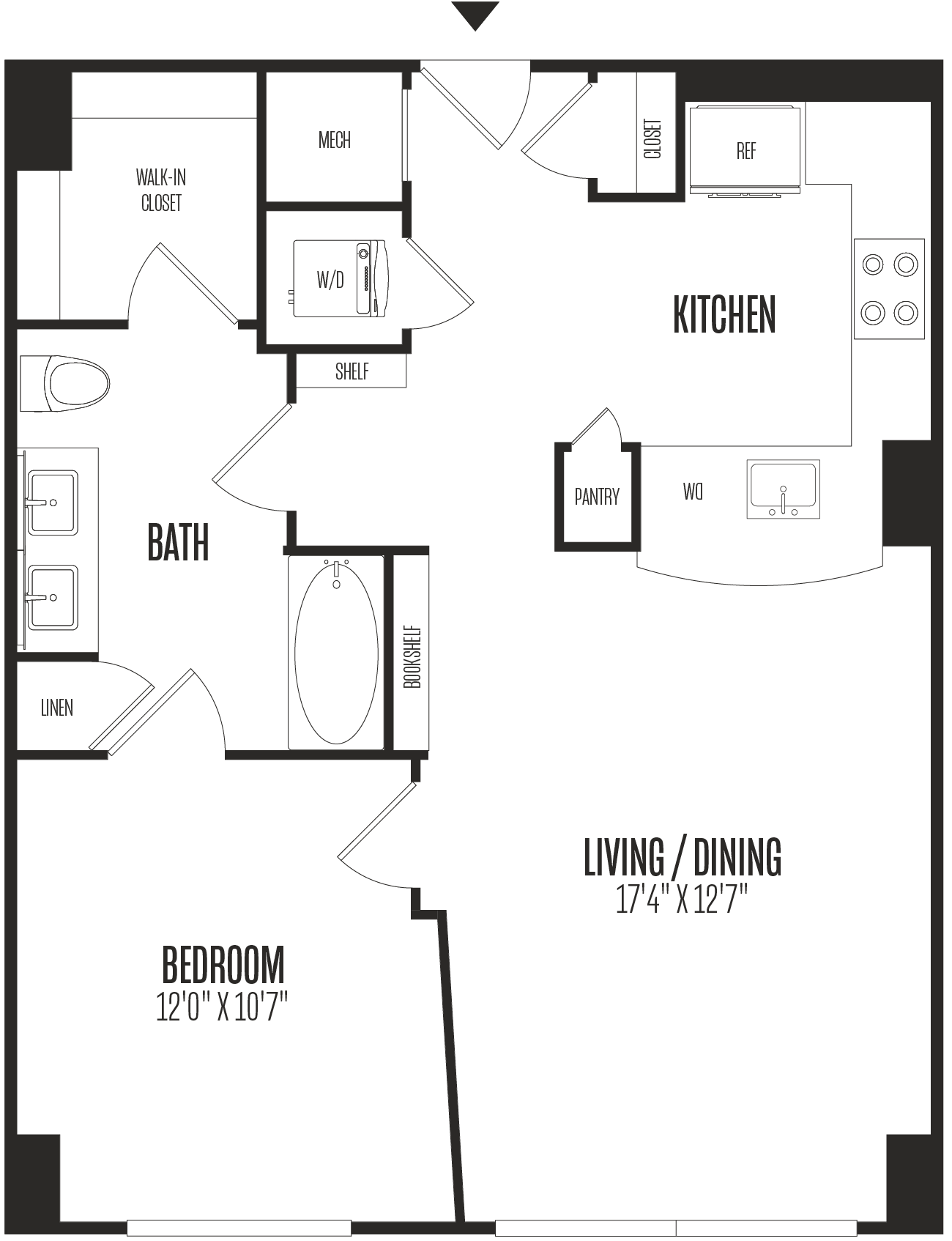 1 Bed/1 Bath-1B floor plan