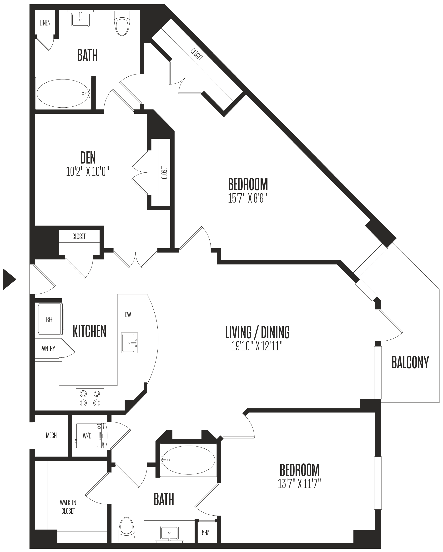 2 Bed/2 Bath Den-2BD floor plan
