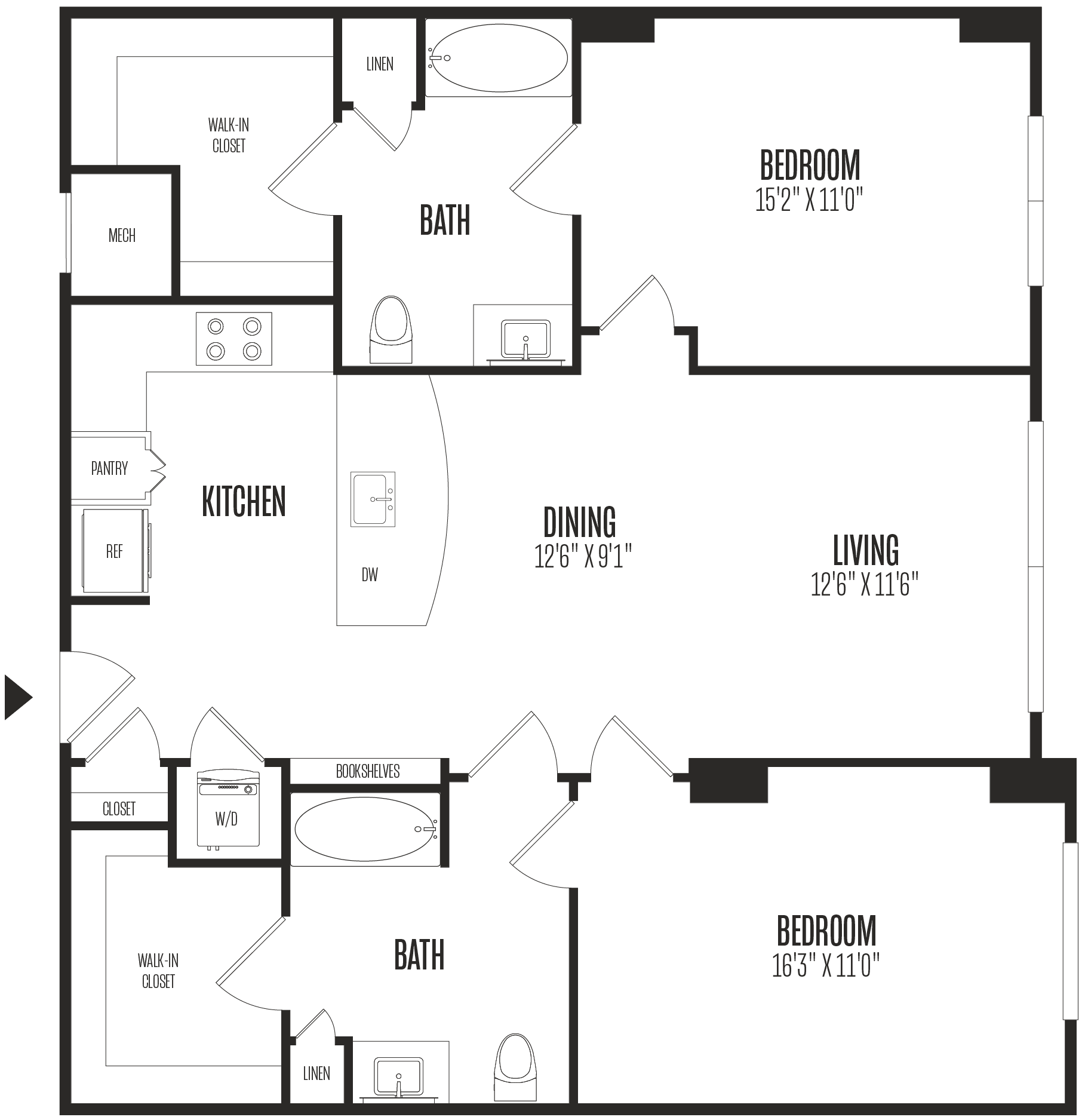 2 Bed/2 Bath-2B2 floor plan