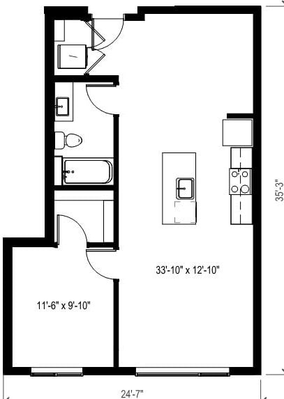 1 Bed/1 Bath-A20.1 floor plan