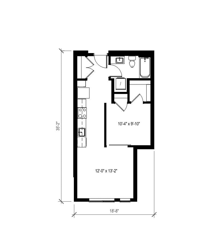 1 Bed/1 Bath Open-A10.1 floor plan