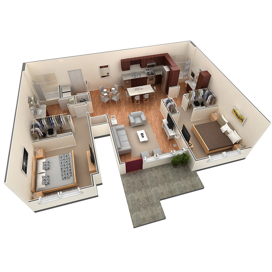 2 BR Grand Courtyard floor plan