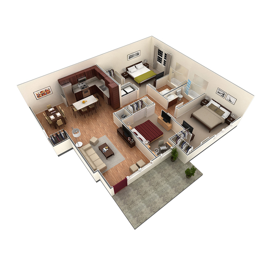 3 BR Grand Courtyard floor plan