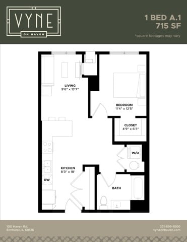 1 BED - A.1 floor plan