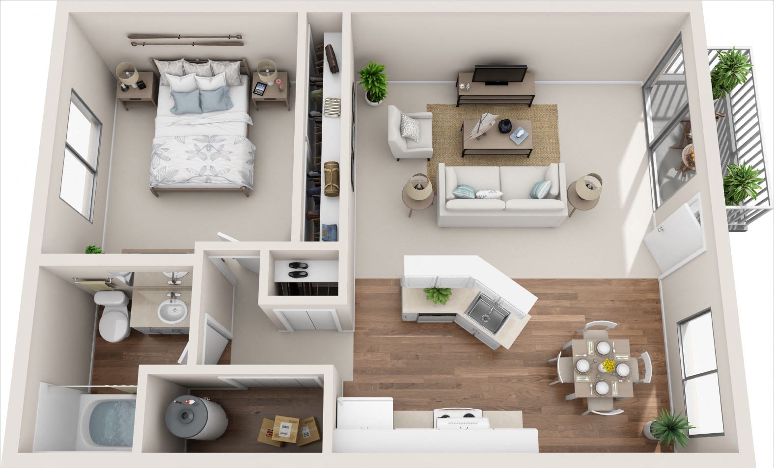 1x1 Cottage floor plan
