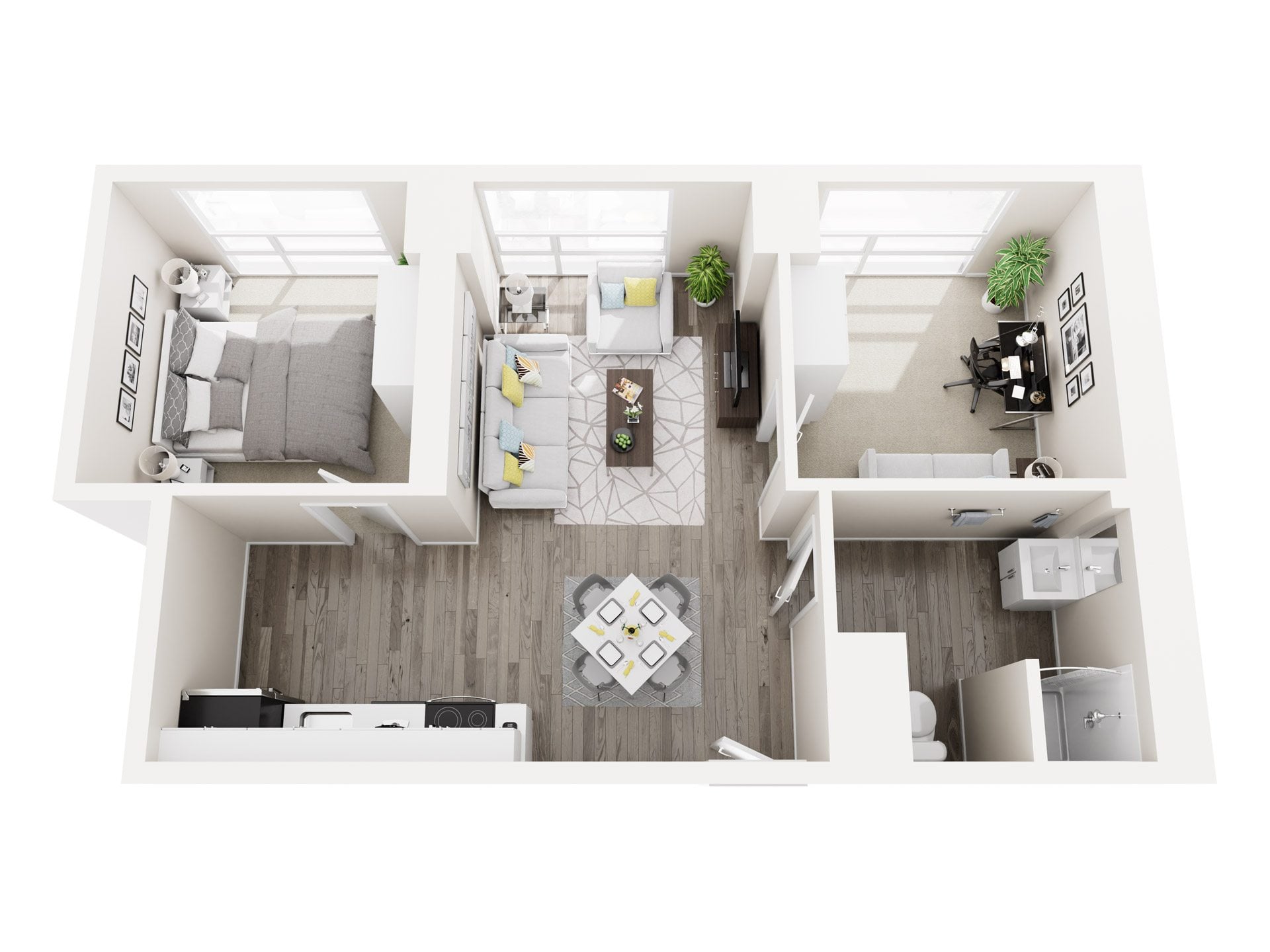 1 Bedroom w/Den floor plan