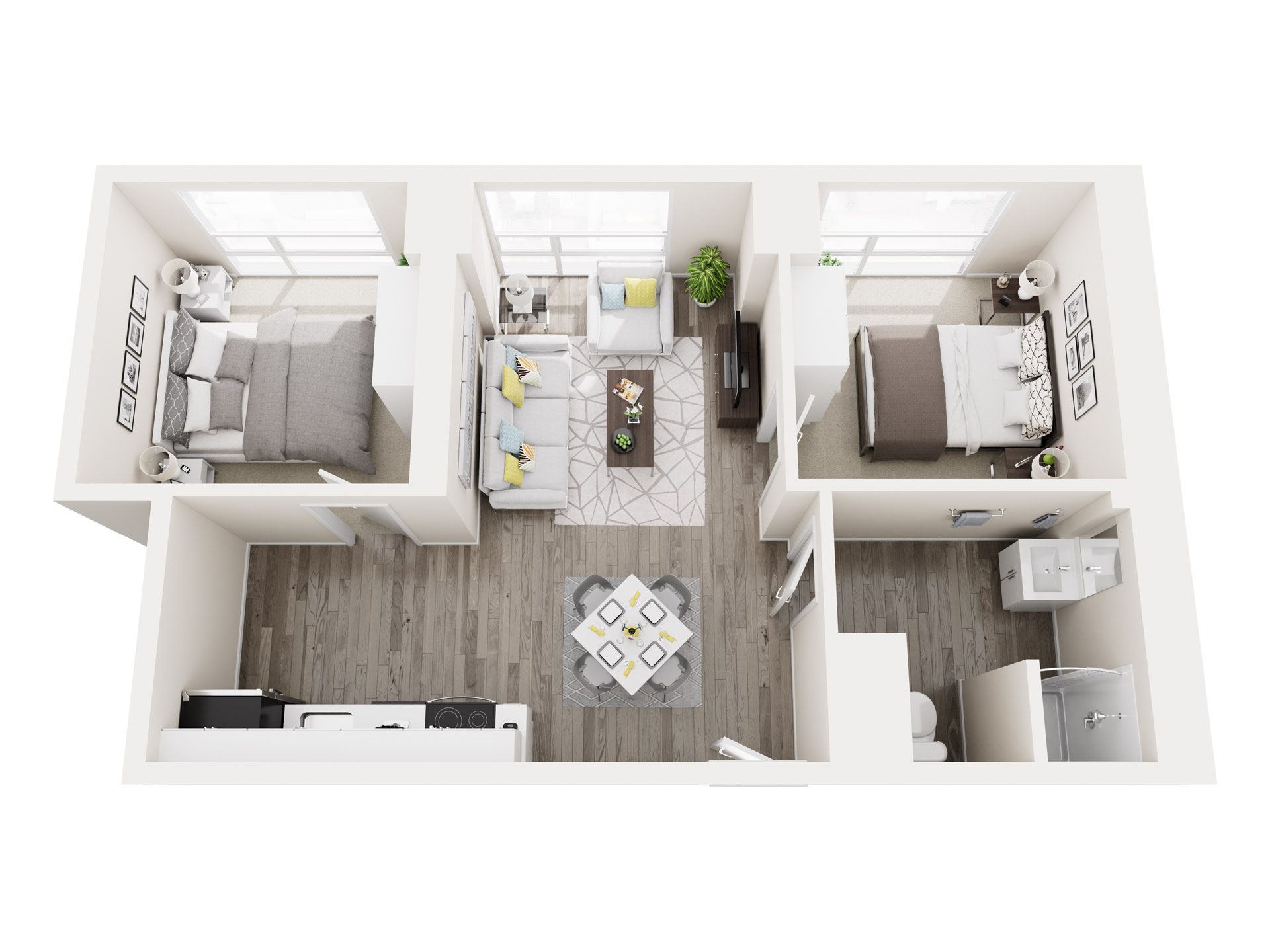 1 Bedroom w/Den floor plan