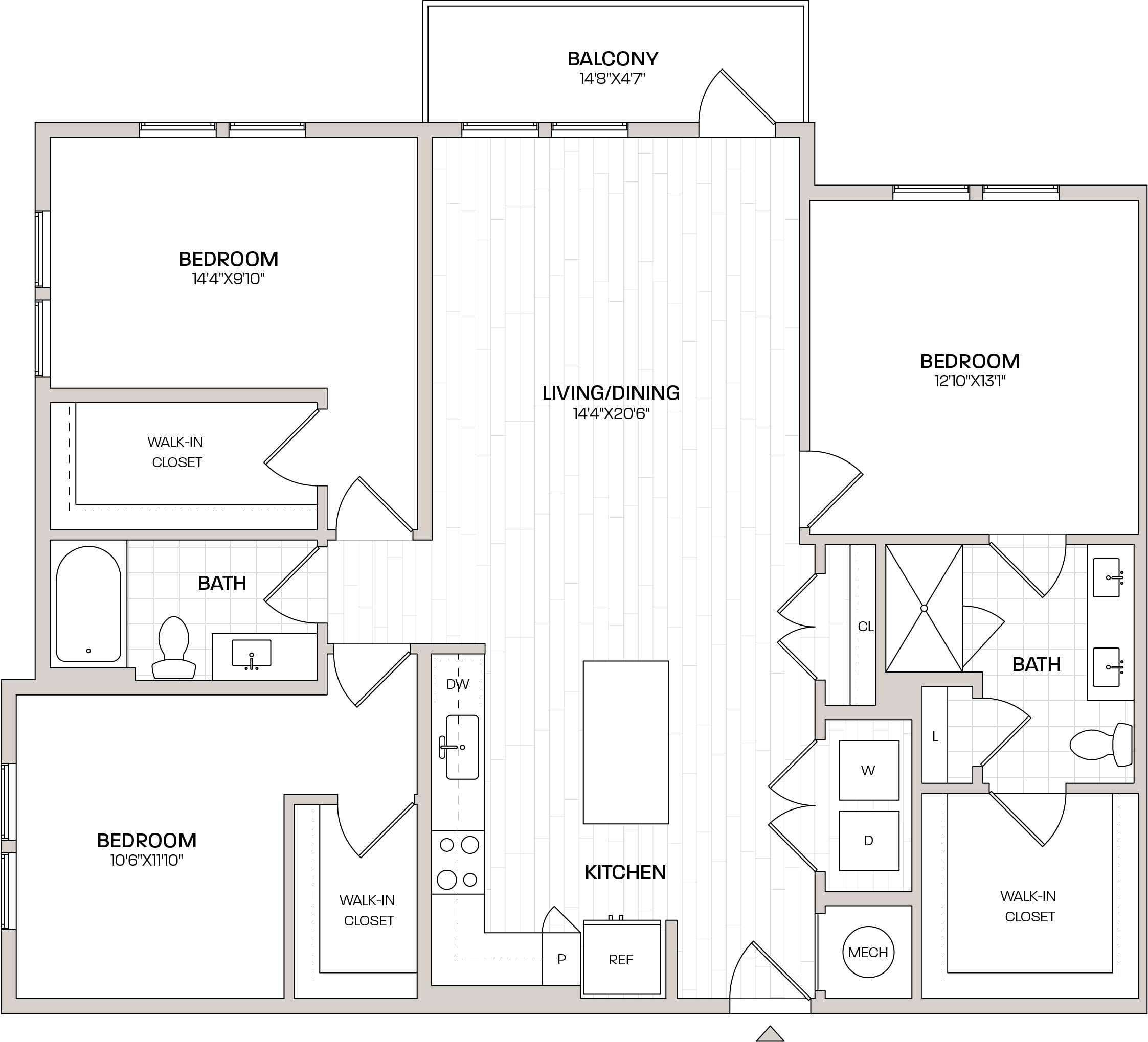 3 Bed/2 Bath-C2 floor plan