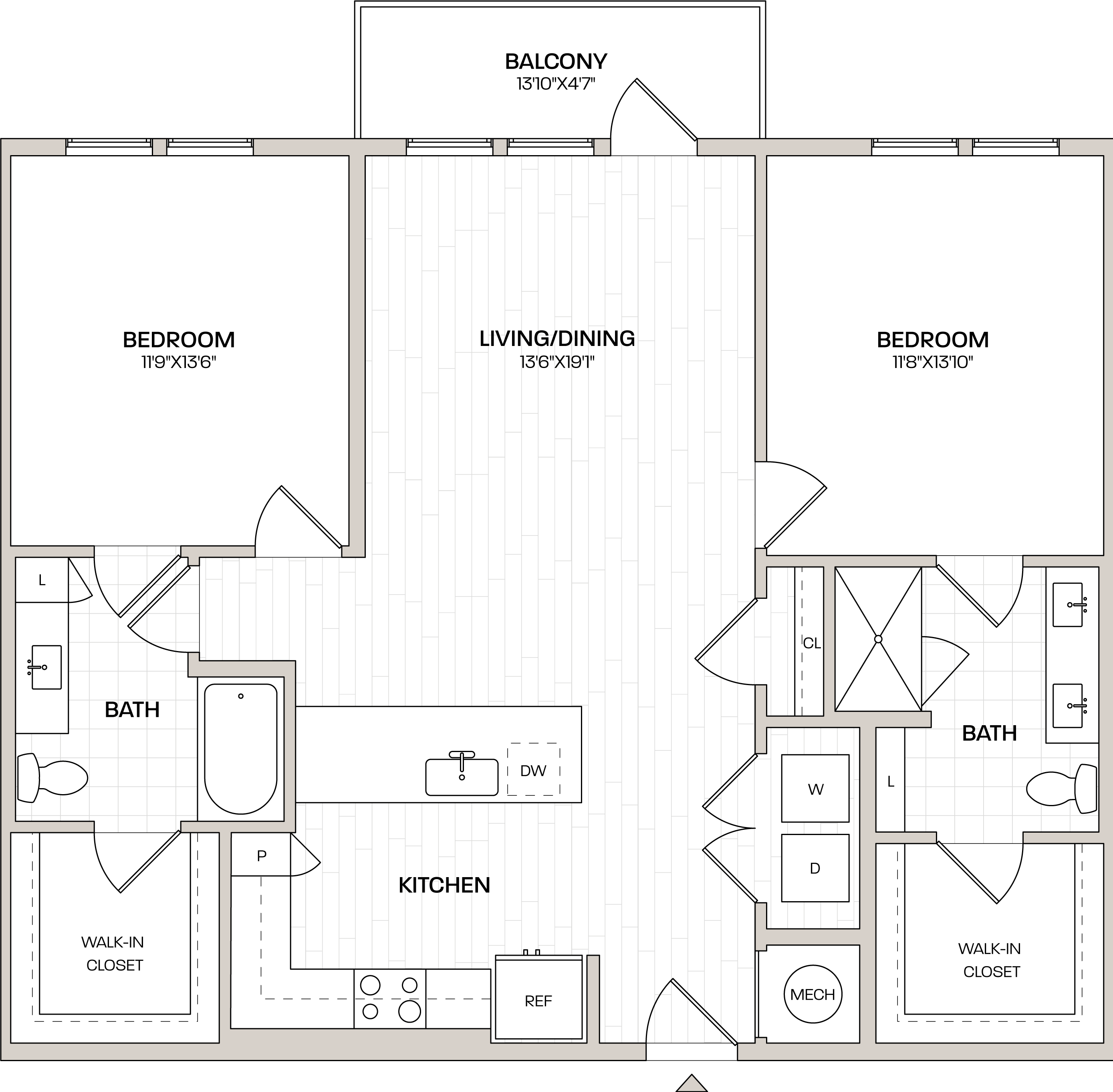 2 Bed/2 Bath-B2 floor plan