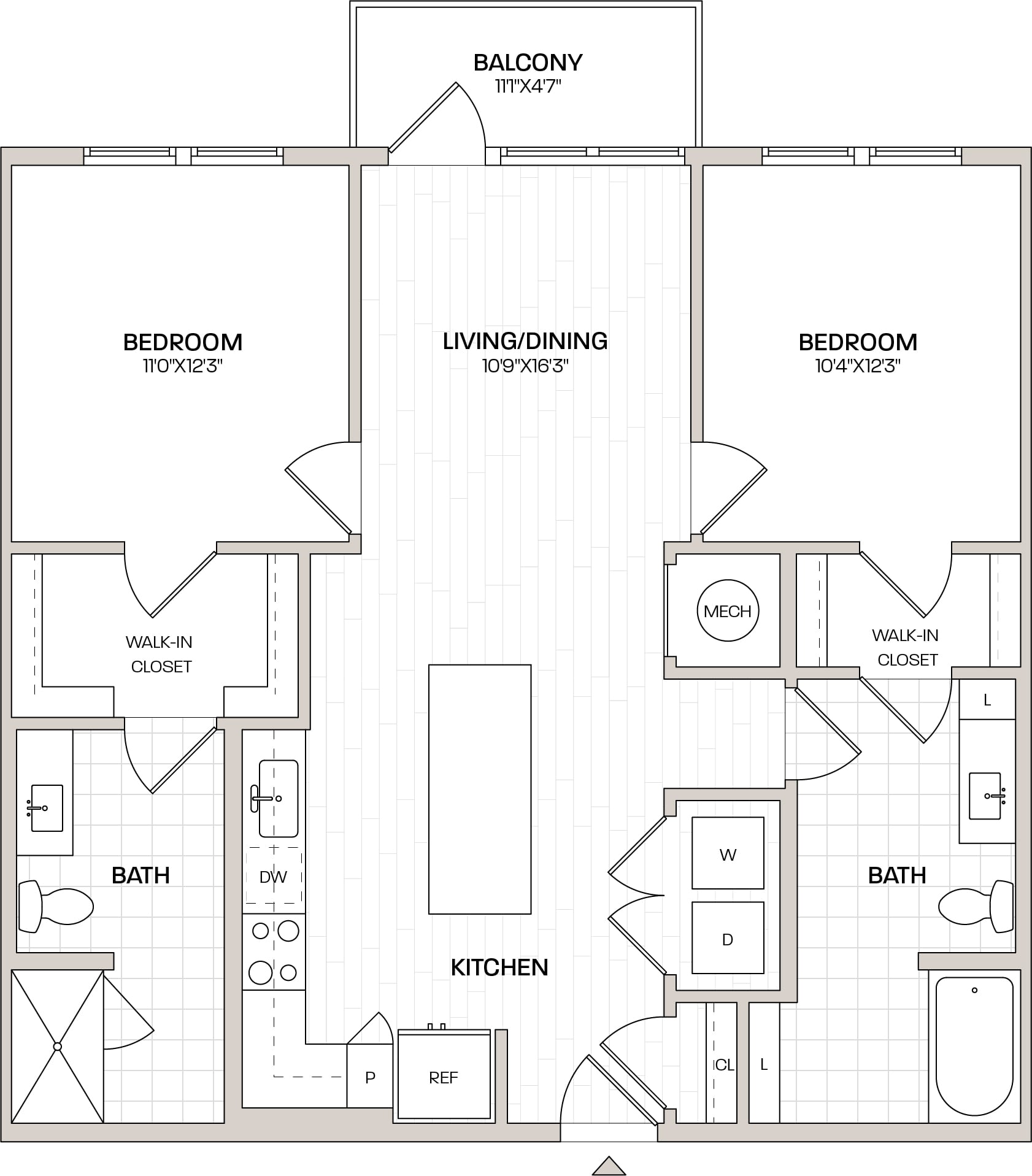 2 Bed/2 Bath-B1 floor plan