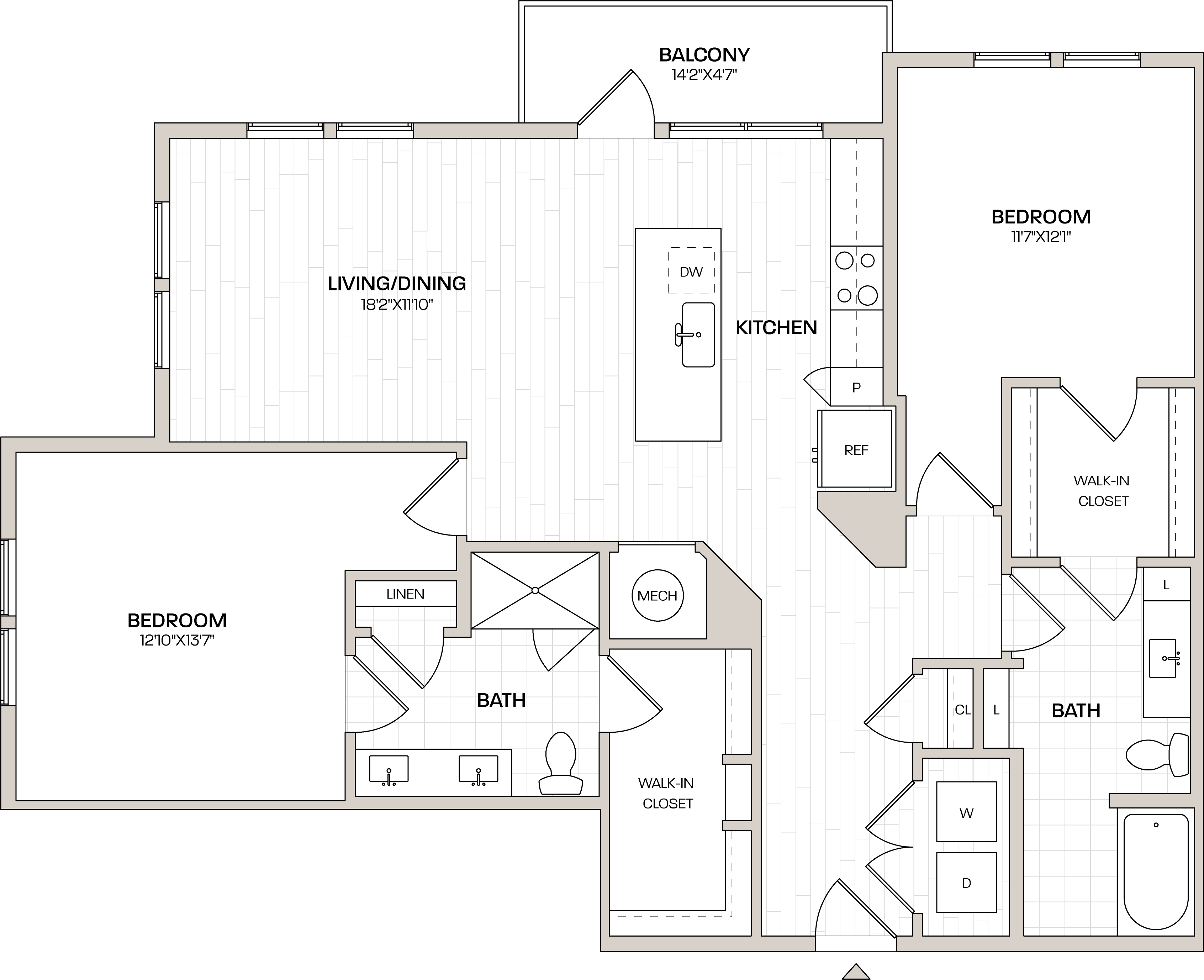 2 Bed/2 Bath-B5 floor plan