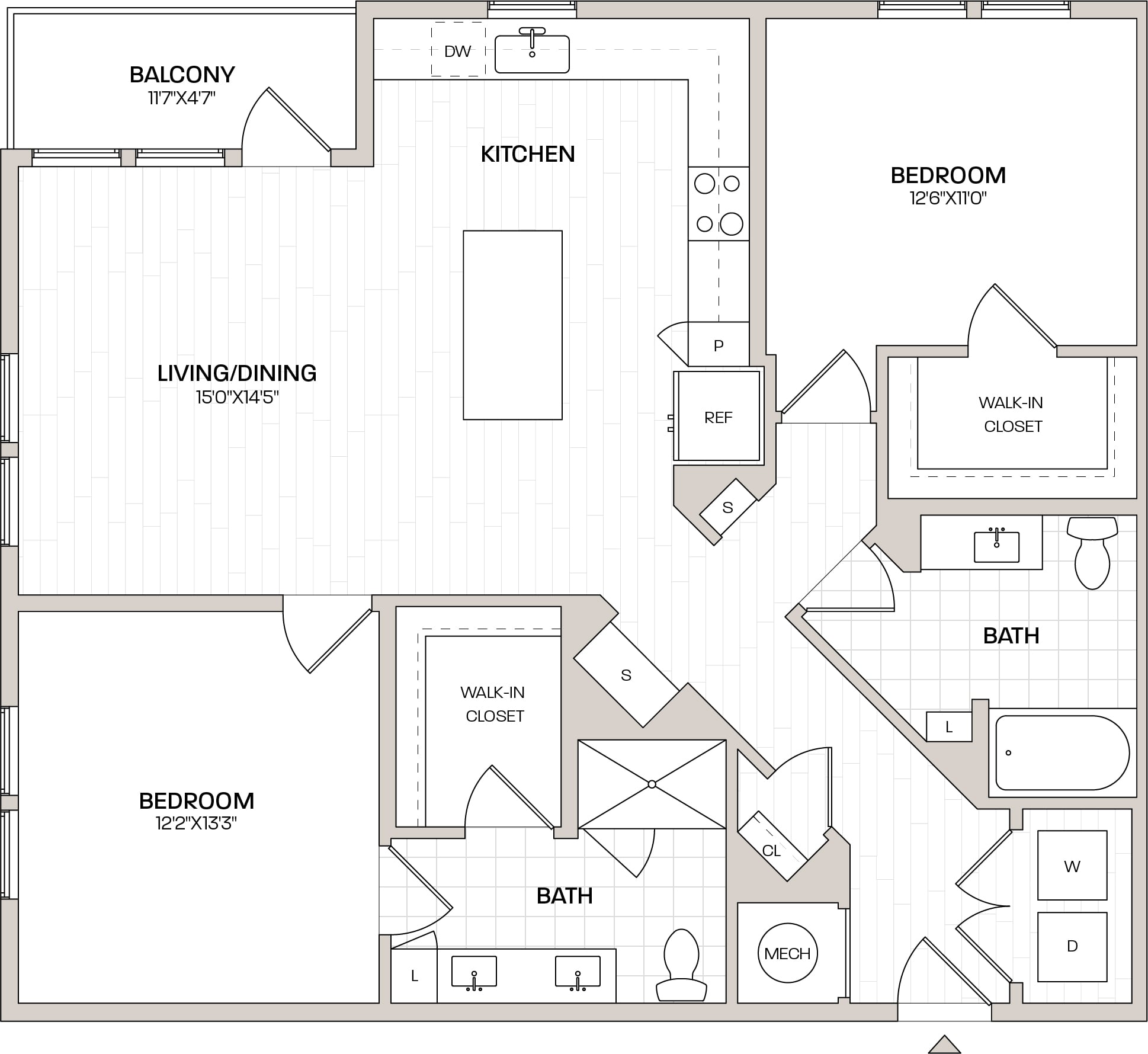 2 Bed/2 Bath-B6 floor plan