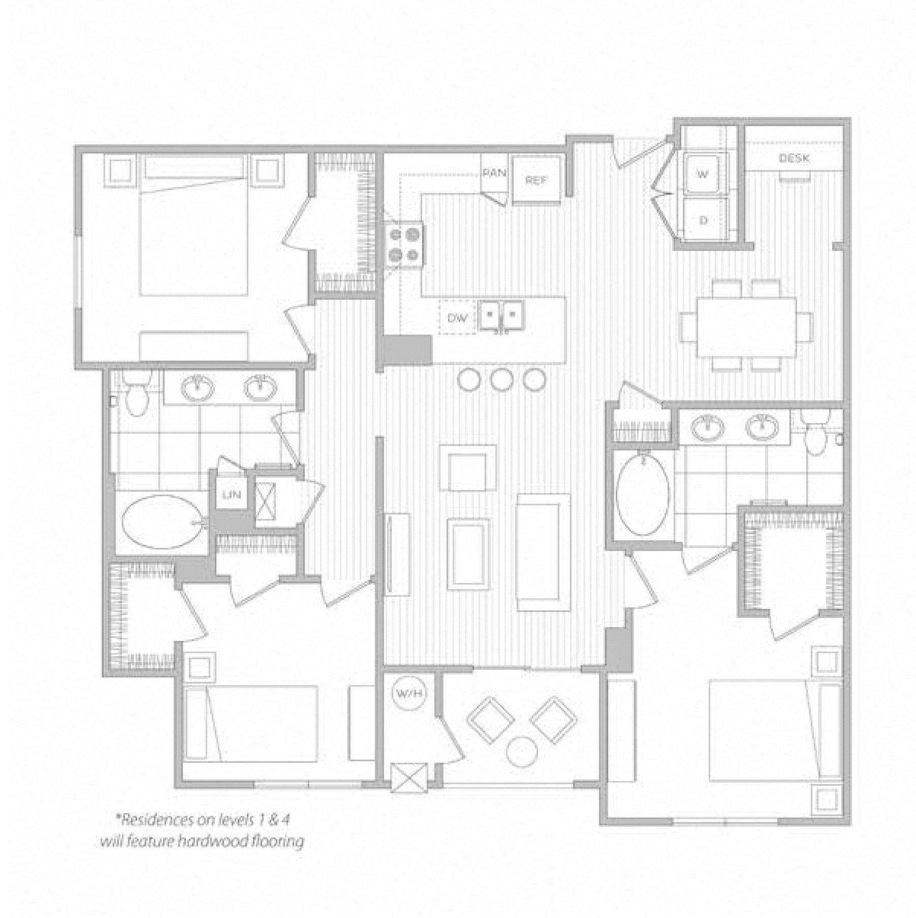 3 Bed 2 Bath floor plan