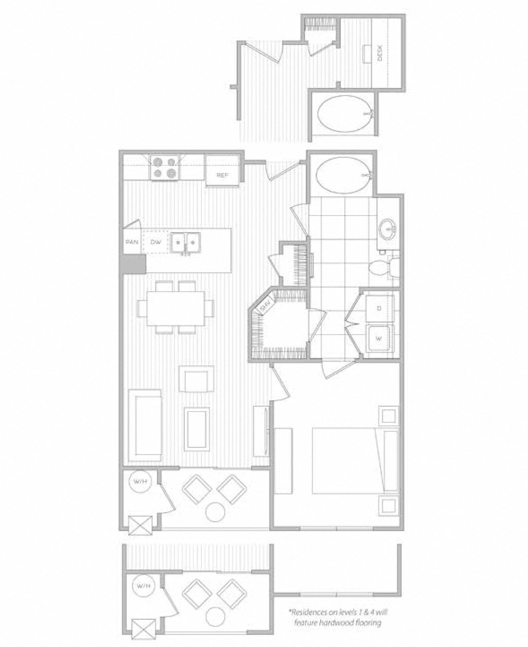 1 Bed 1 Bath floor plan