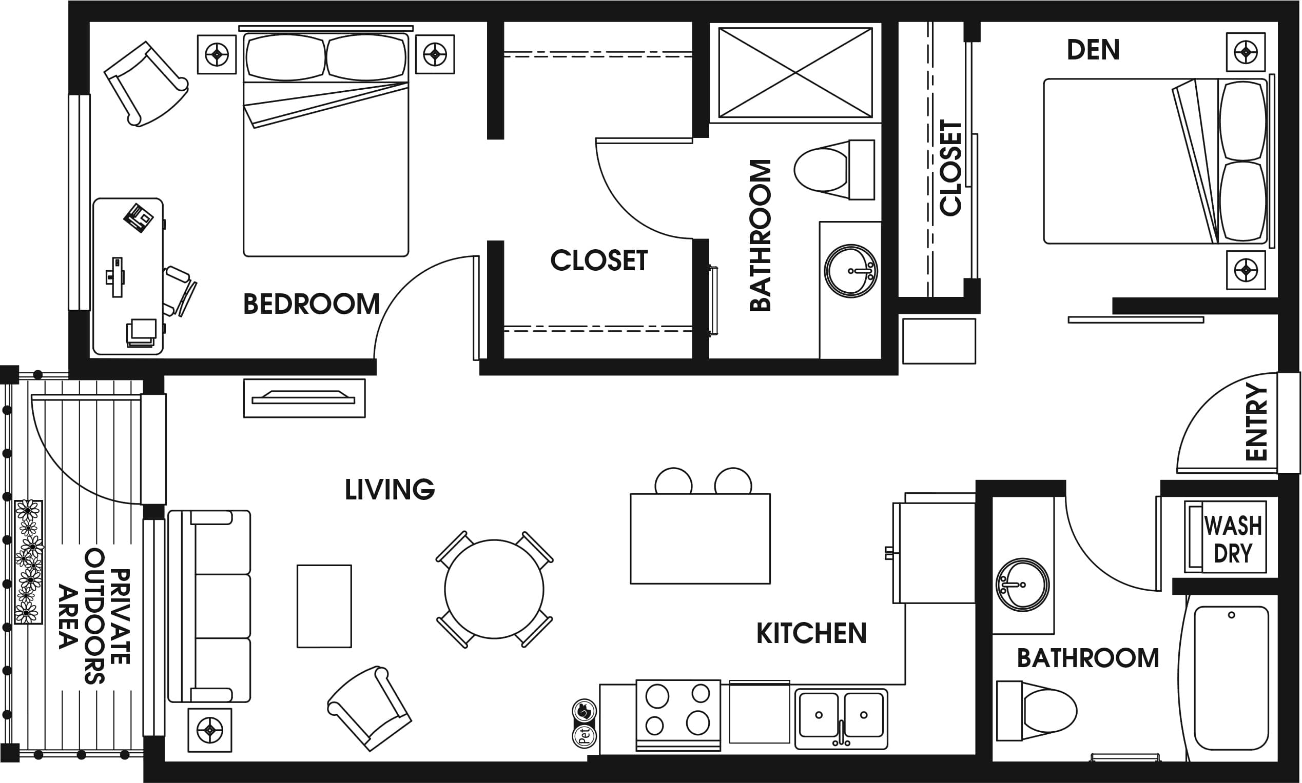 1 Bed/2 Bath Den-B7_D floor plan