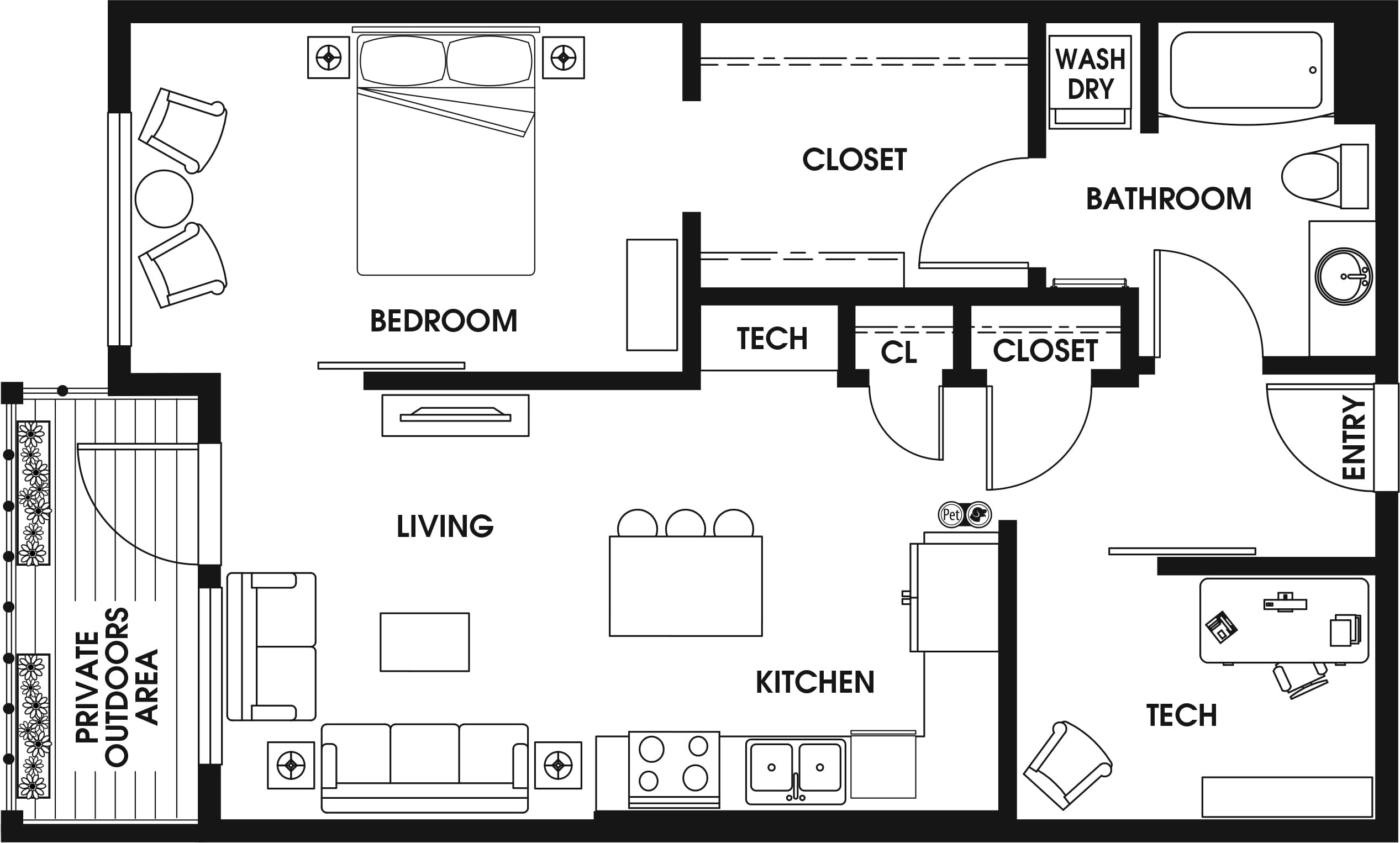 1 Bed/1 Bath Den-B1-2 floor plan