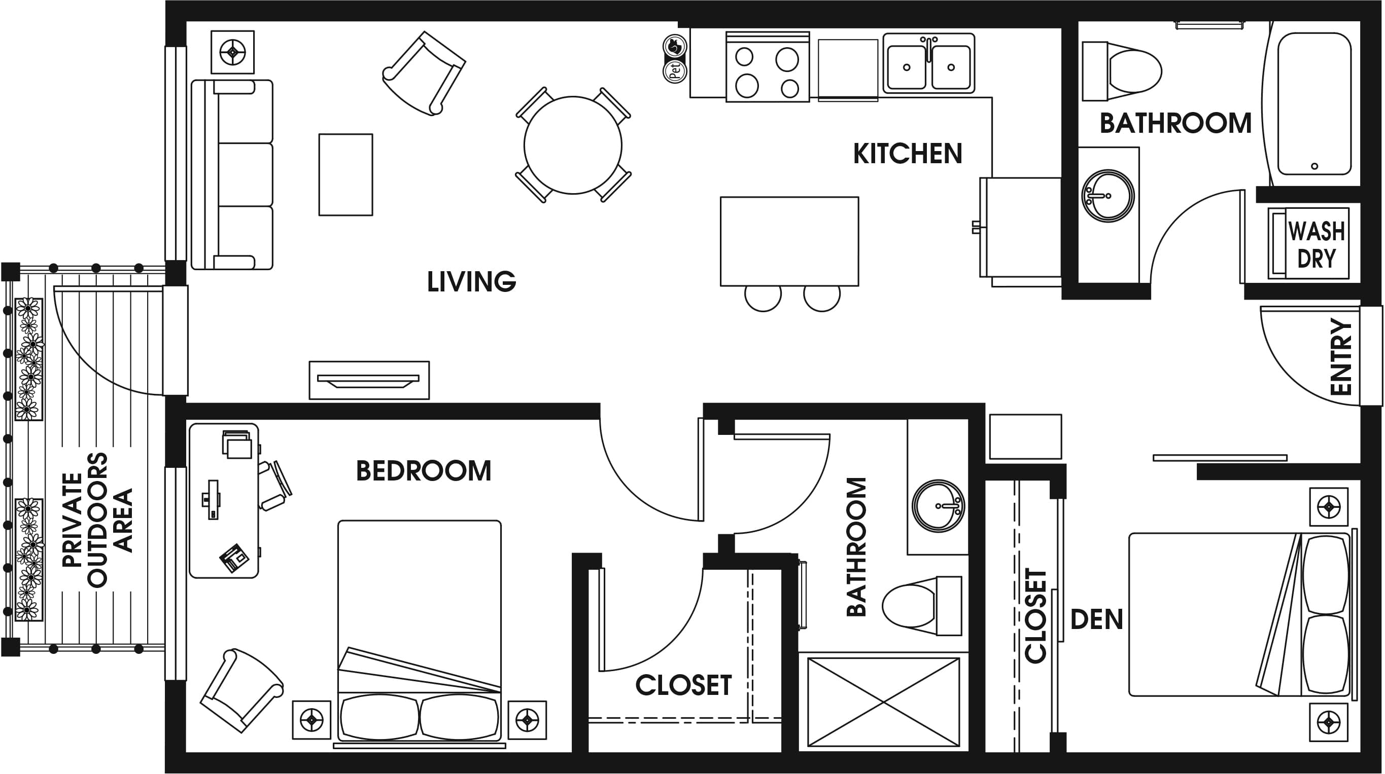 1 Bed/2 Bath Den-B7a_D2 floor plan