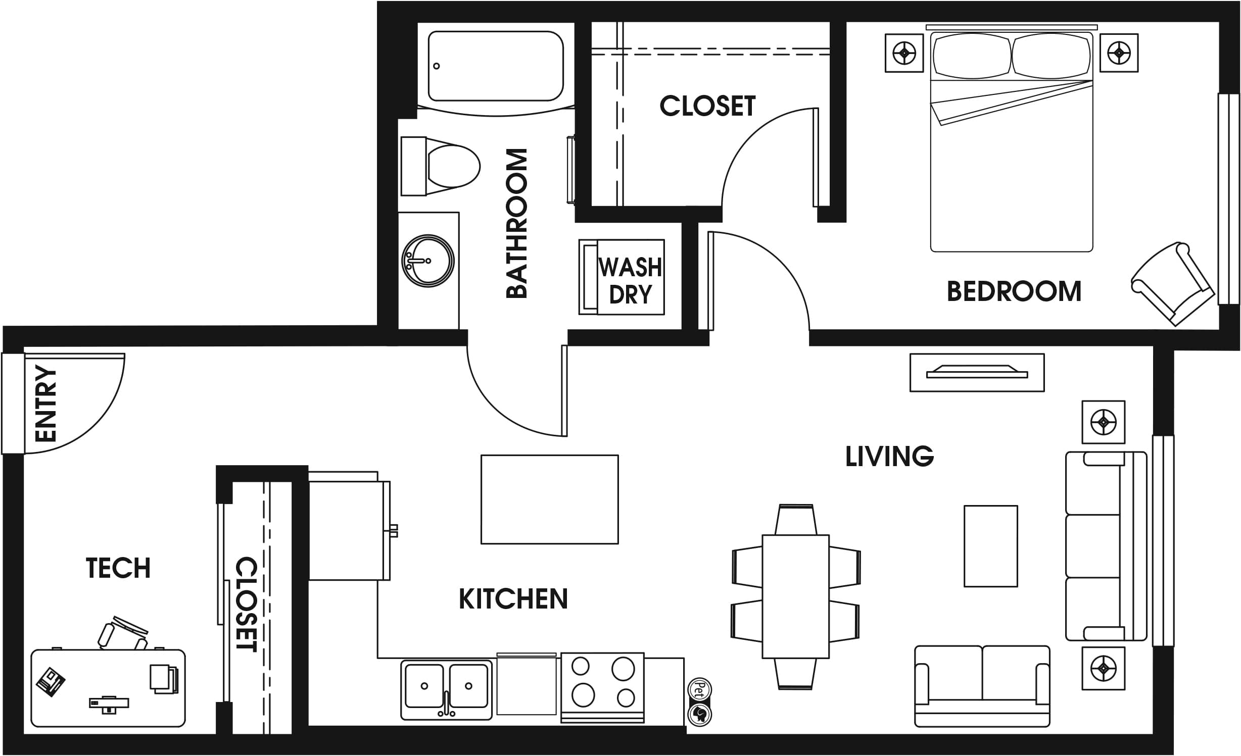 1 Bed/1 Bath Den-B2 floor plan
