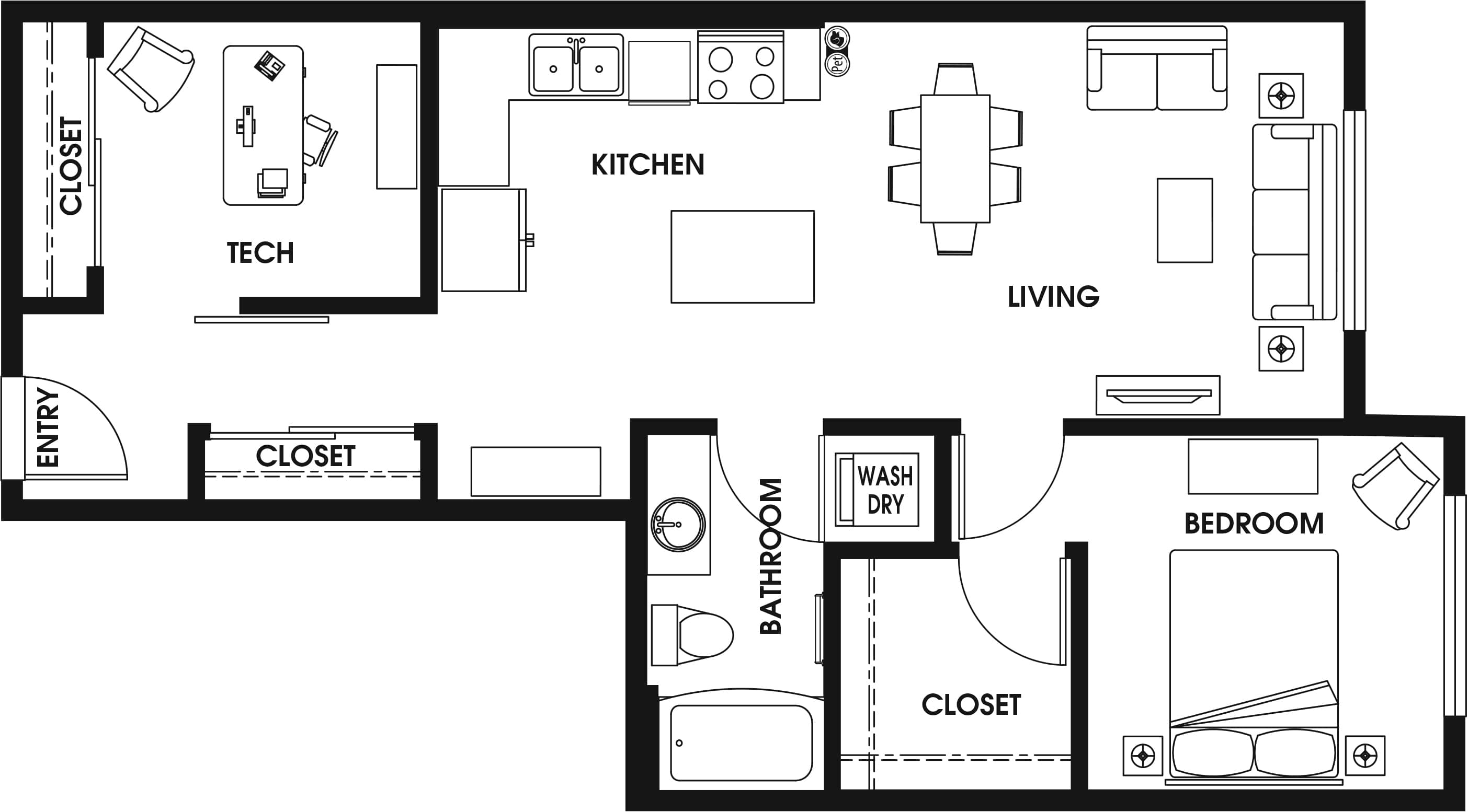1 Bed/1 Bath Den-B9 floor plan
