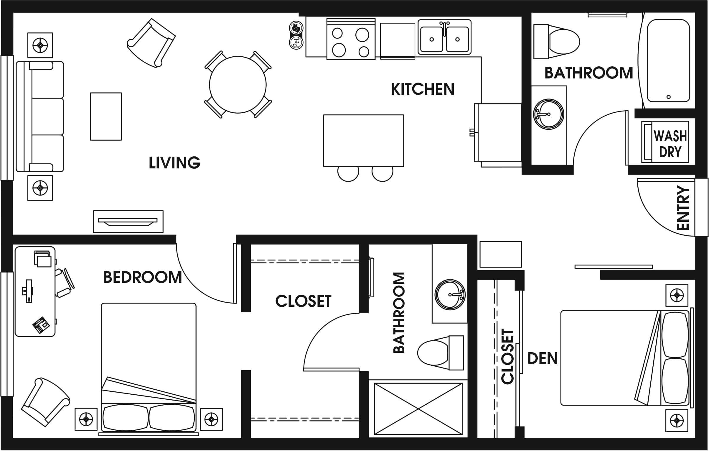 1 Bed/2 Bath Den-B7_N2 floor plan