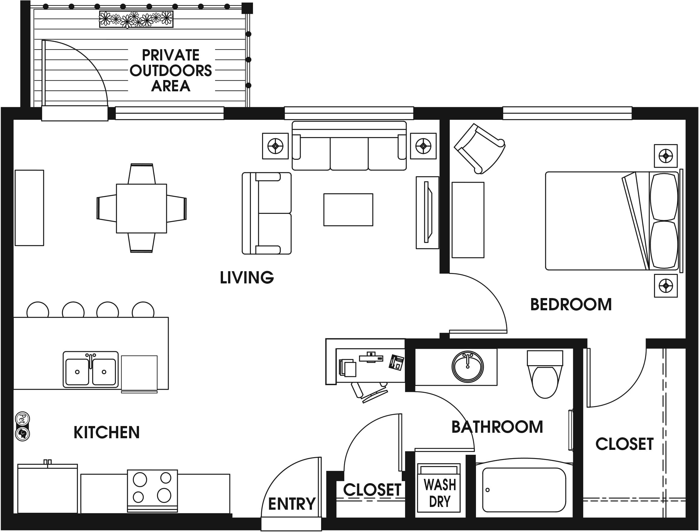 1 Bed/1 Bath-B8 floor plan