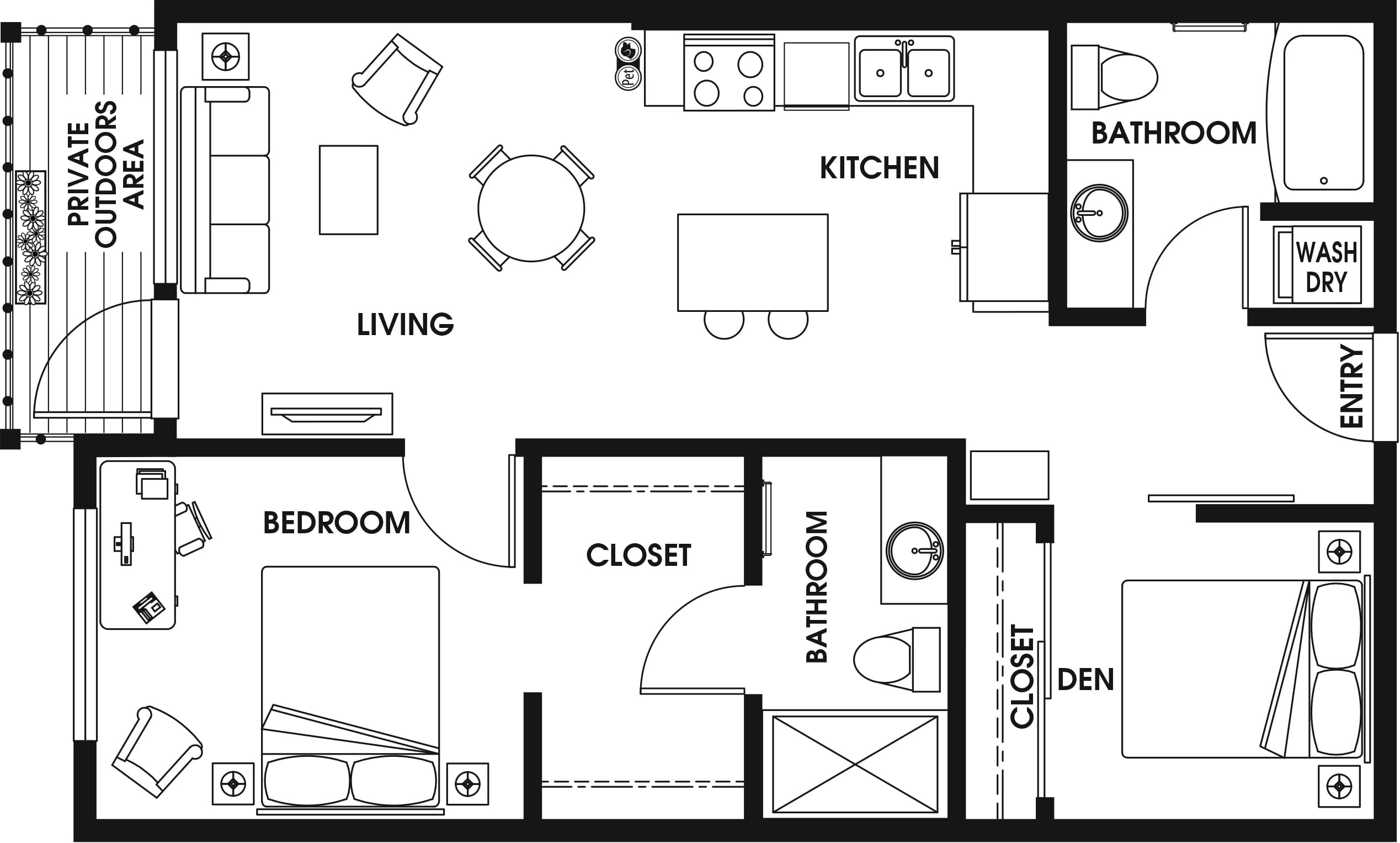 1 Bed/2 Bath Den-B7_D2 floor plan