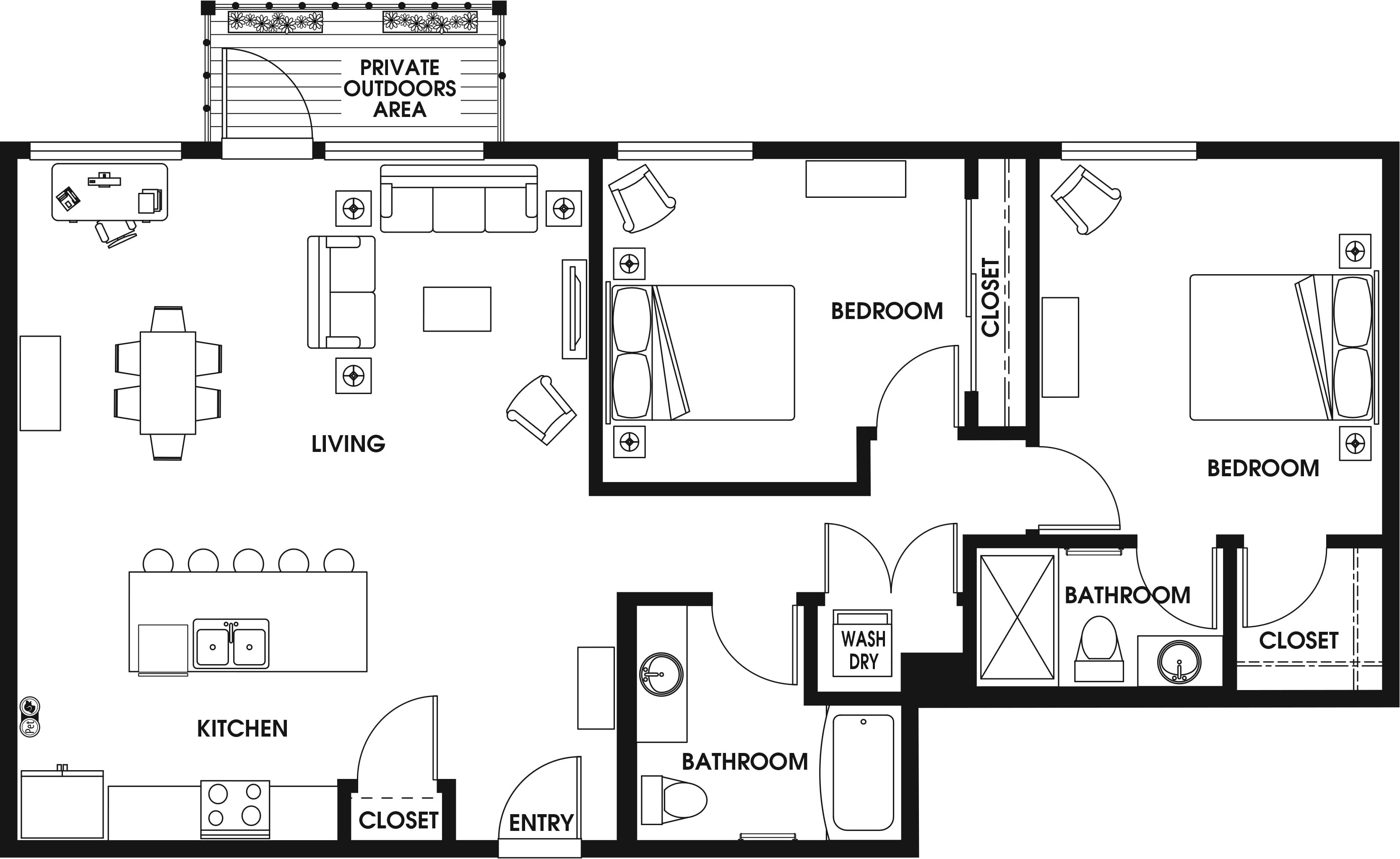 2 Bed/2 Bath-C4 floor plan