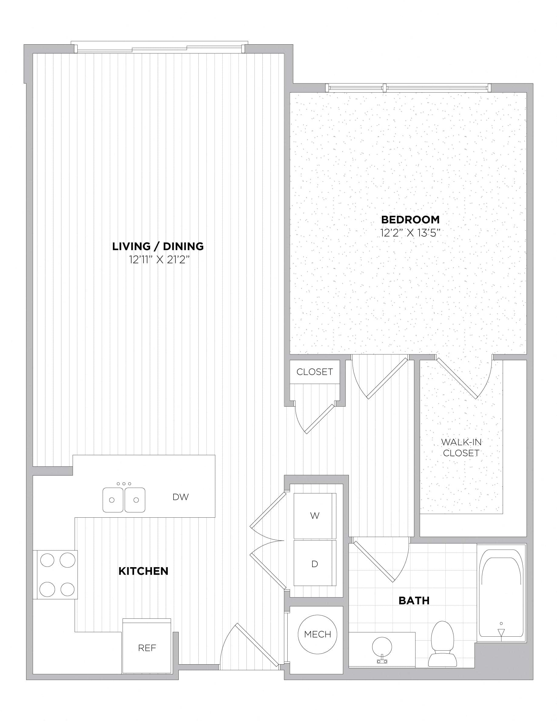 1 Bedroom floor plan