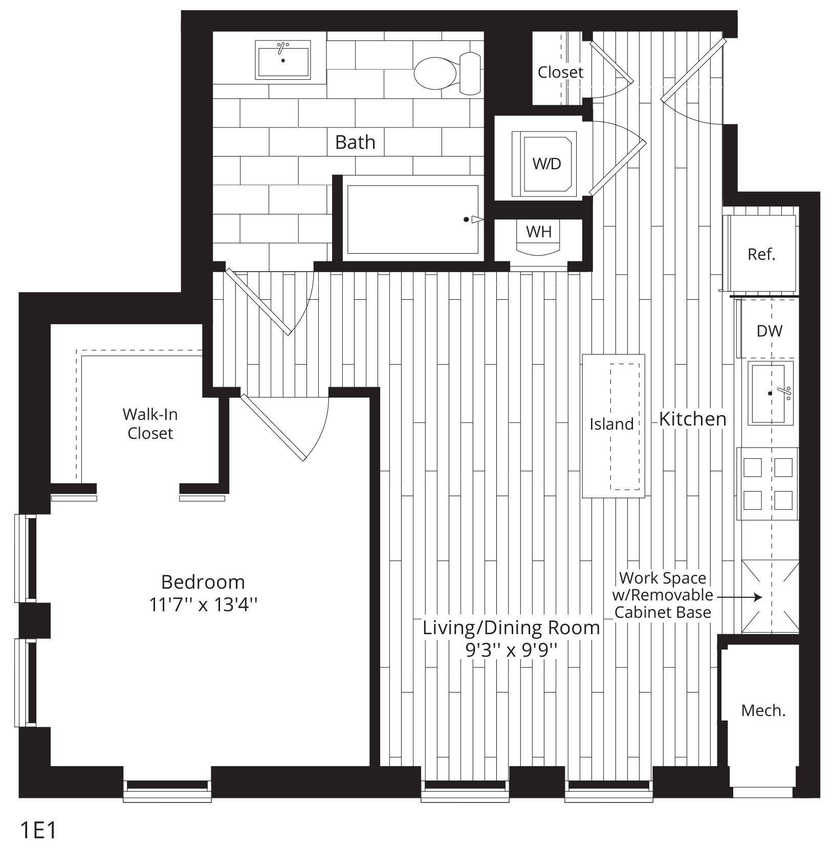 1 Bed/1 Bath floor plan