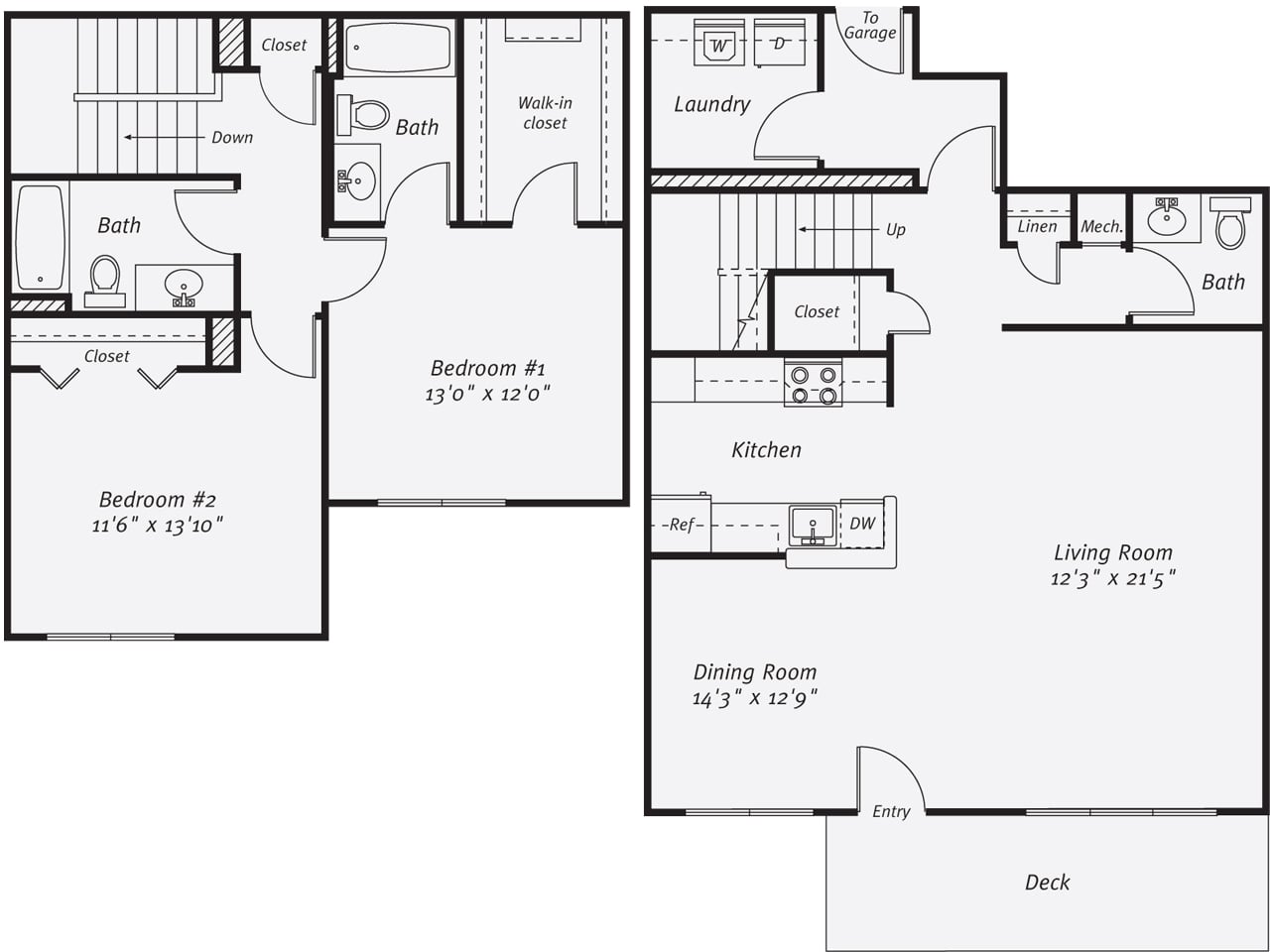 2 Bed/2.5 Bath-The Hogan TH Garage floor plan