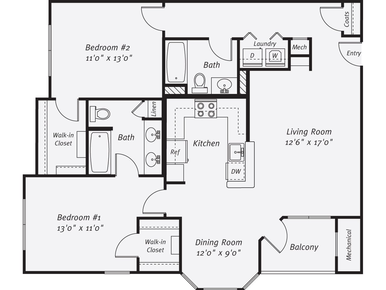 2 Bed/2 Bath-The Lopez floor plan