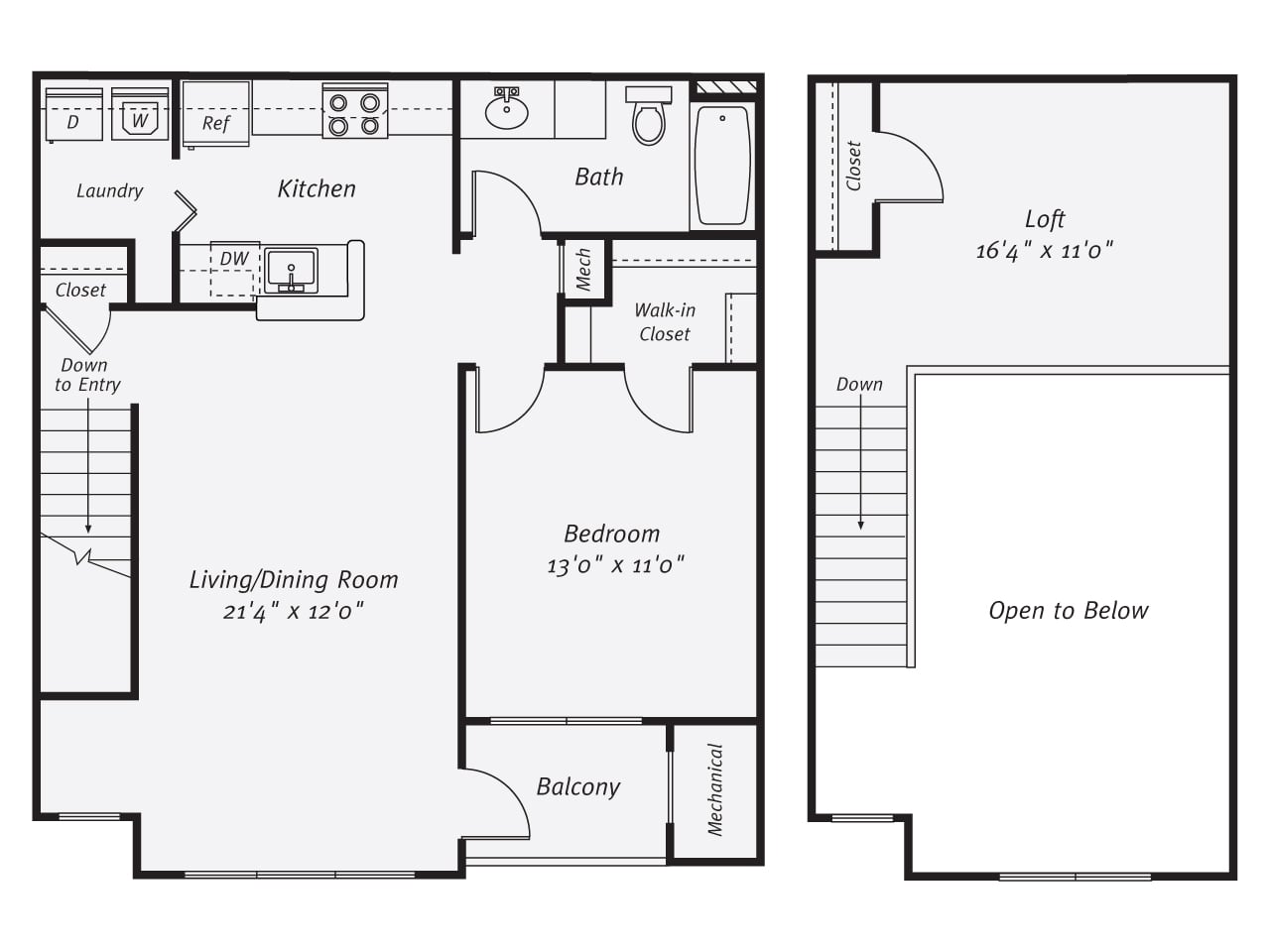 1 Bed/1 Bath-The Woods Loft floor plan
