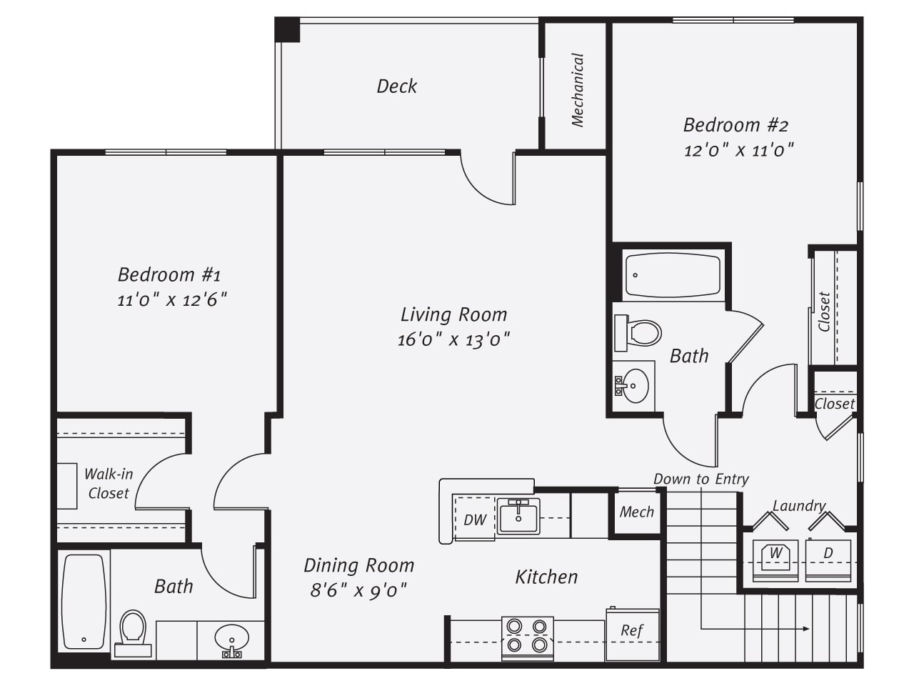 2 Bed/2 Bath-The Faldo floor plan