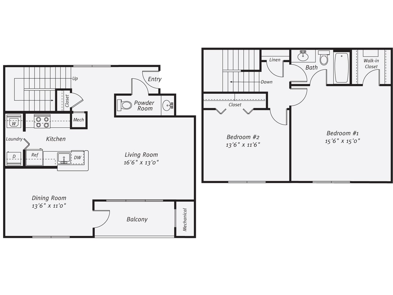 2 Bed/1.5 Bath-The Mickelson TH floor plan