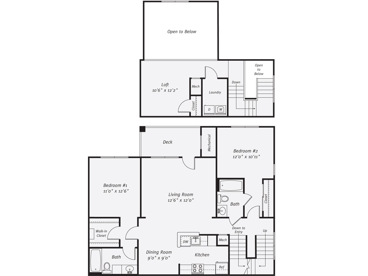 2 Bed/2 Bath-The Hagen Loft Garage floor plan